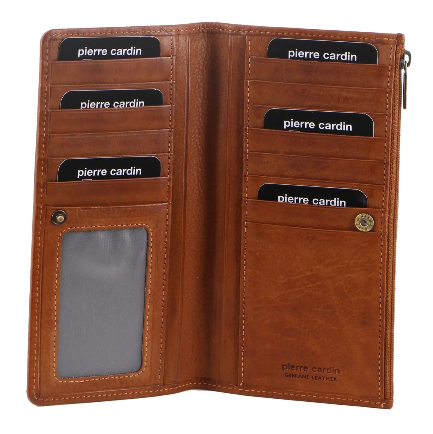 Pierre Cardin Womens Soft Italian Leather RFID Purse Bi-Fold Wallet - Cognac-1