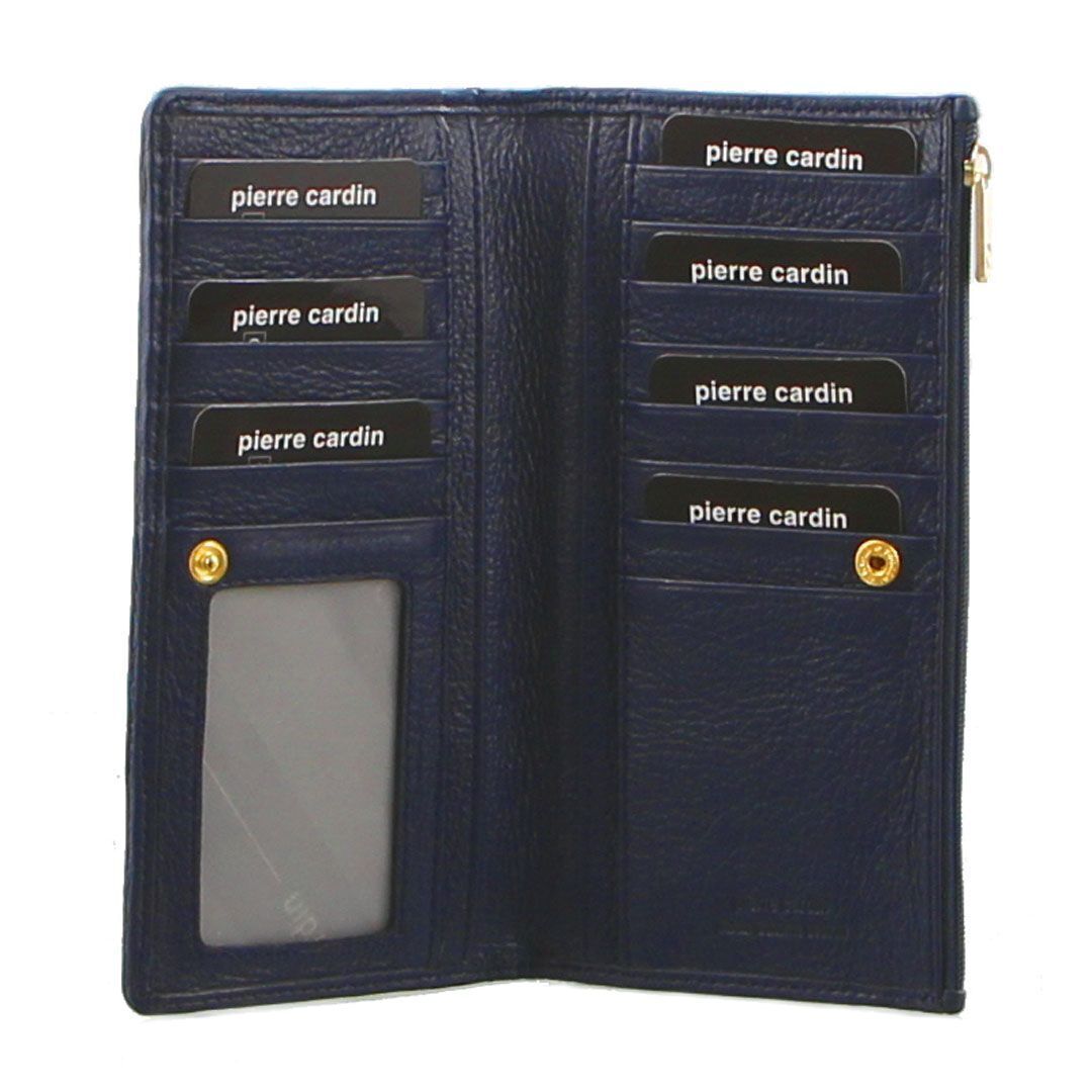 Pierre Cardin Ladies Womens Genuine Leather RFID Purse Wallet - Navy