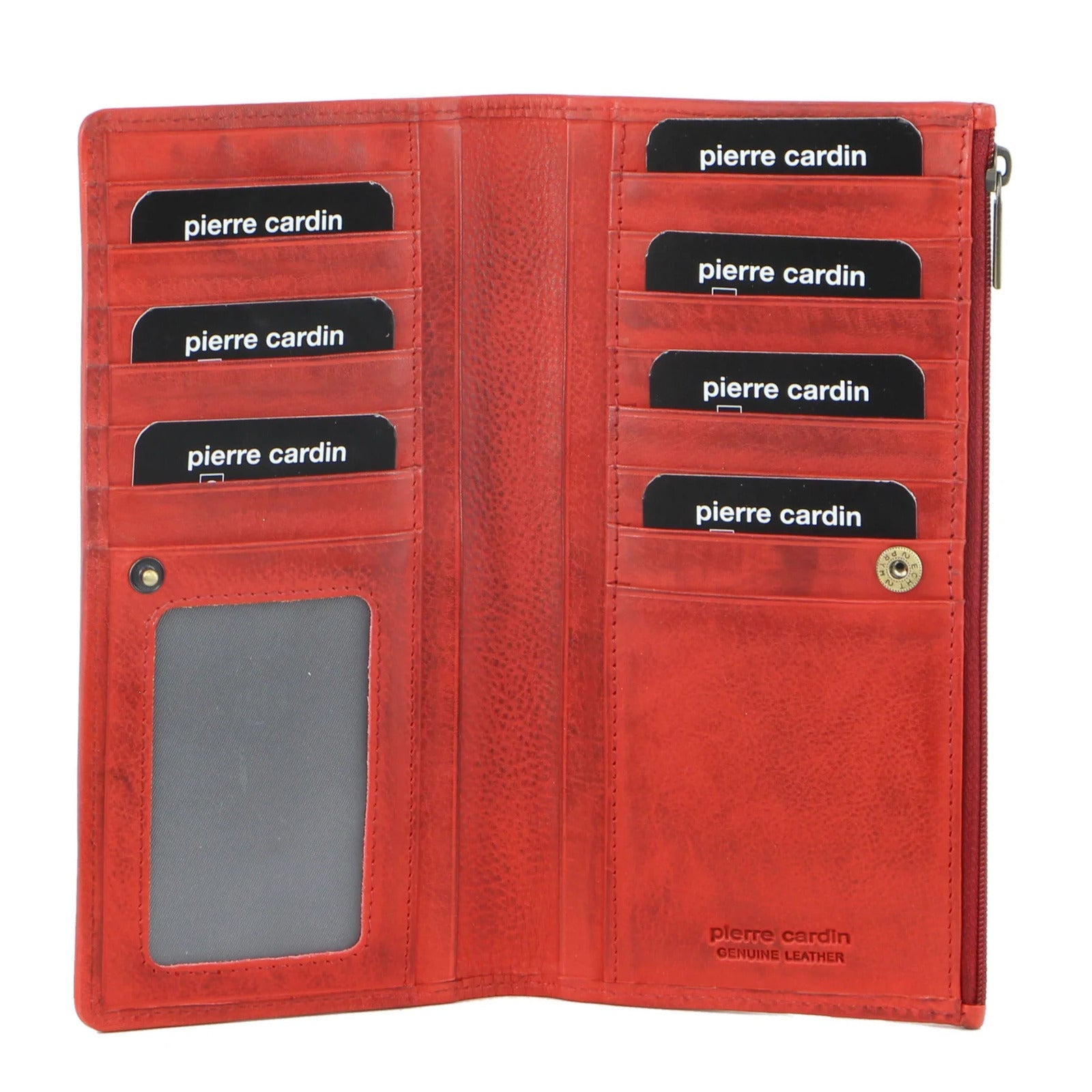 Pierre Cardin Womens Soft Italian Leather RFID Purse Bi-Fold Wallet - Red-1