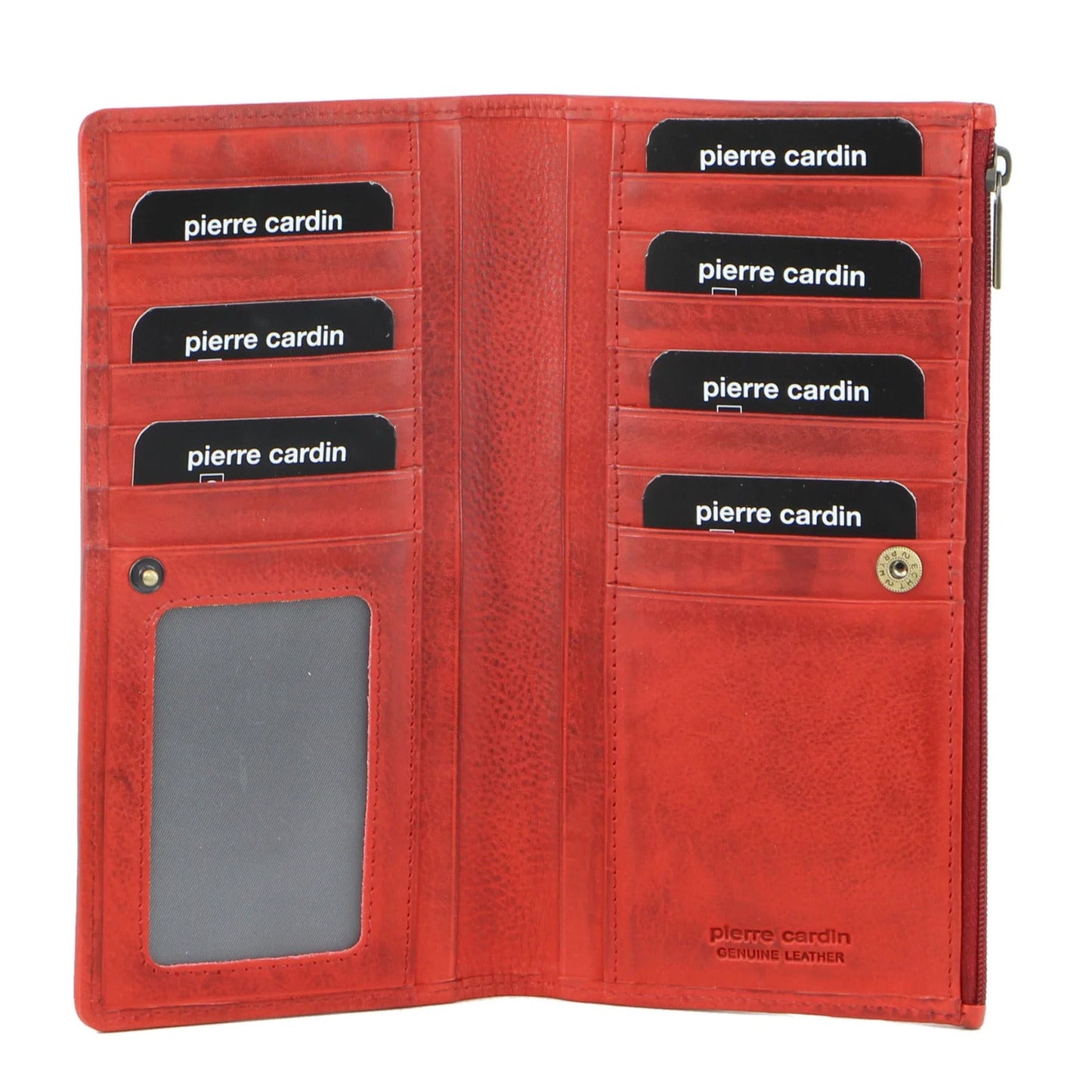 Pierre Cardin Womens Genuine Leather RFID Purse Wallet - Red