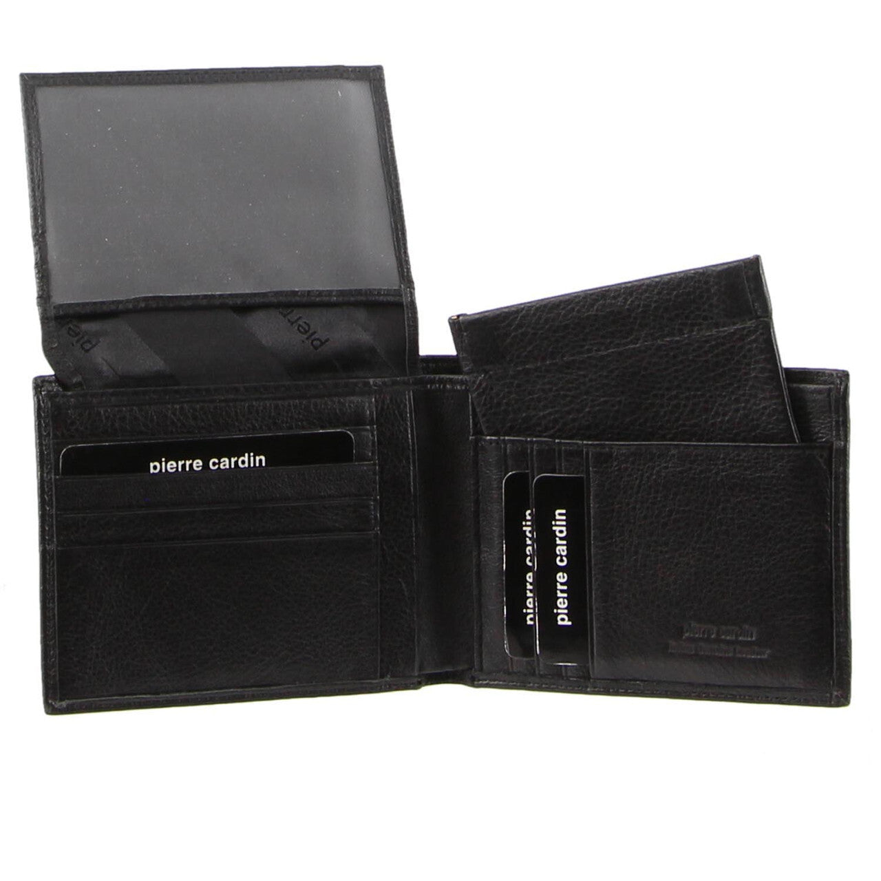 Pierre Cardin Mens Genuine Italian Leather Wallet Removable Coin Purse - Black-2