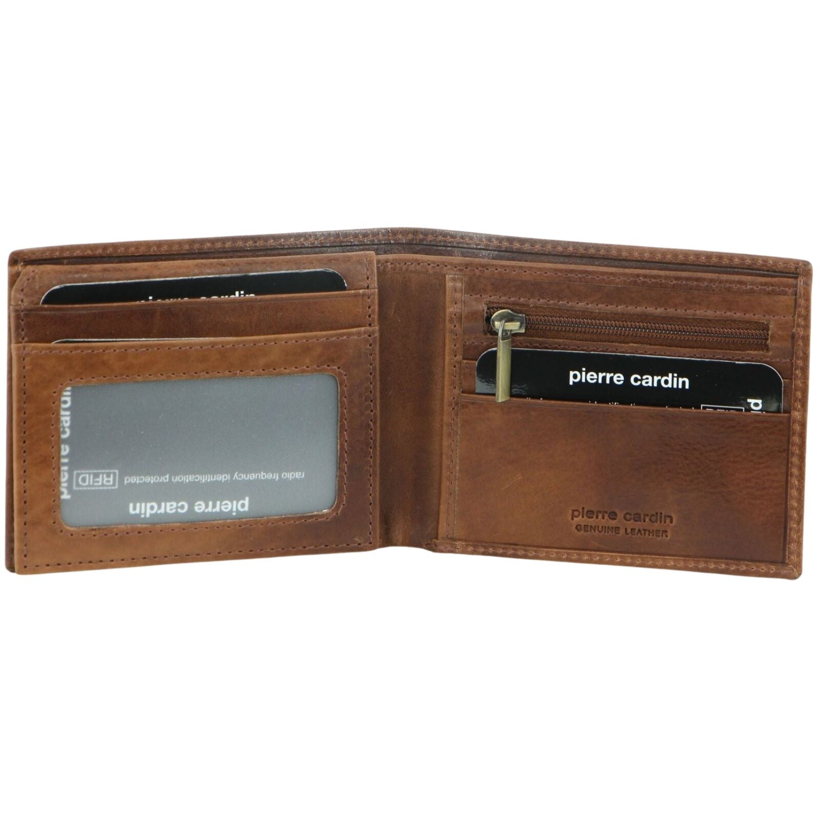 Pierre Cardin Mens Wallet RFID Blocking Genuine Italian Leather - Cognac-2