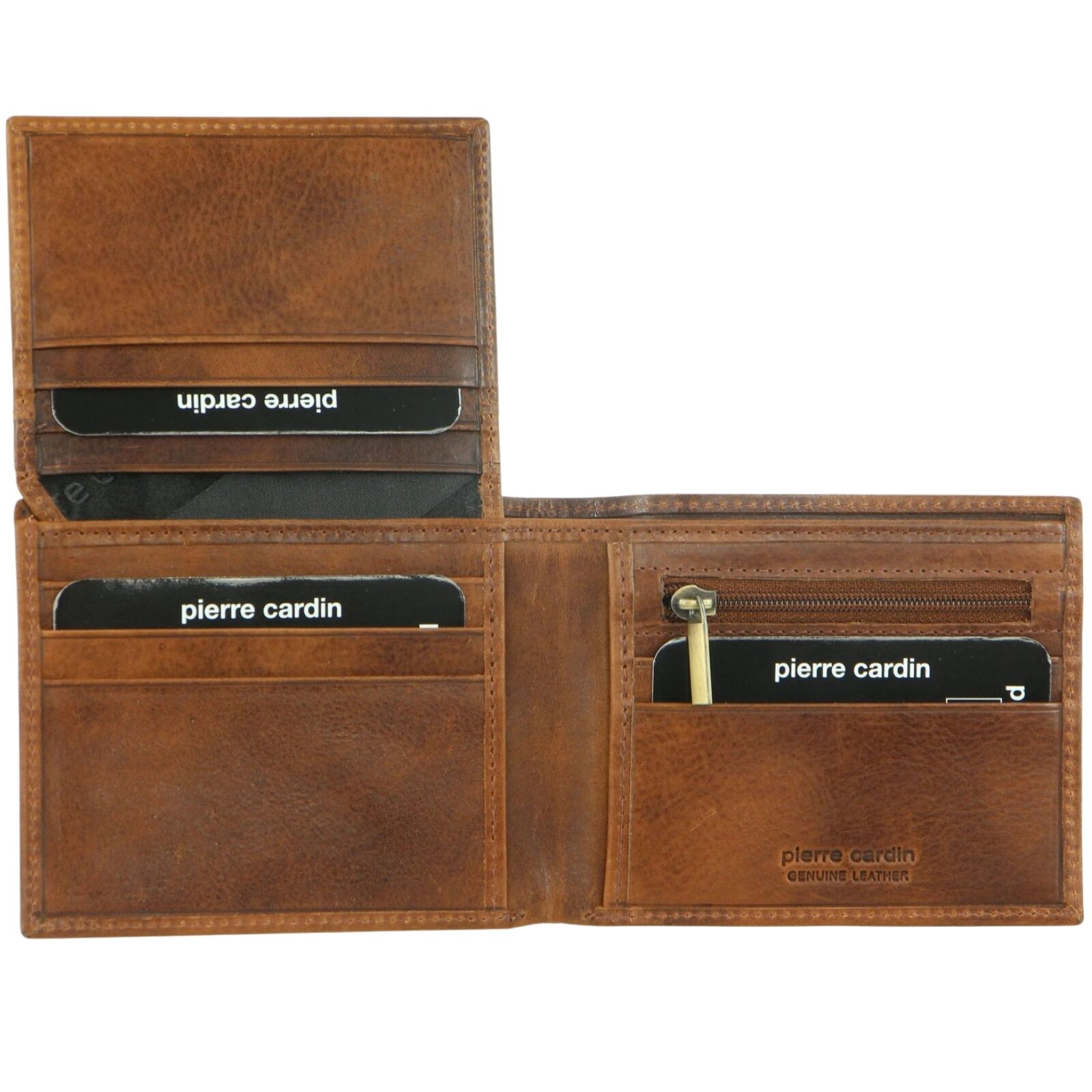 Pierre Cardin Mens Wallet RFID Blocking Genuine Italian Leather - Cognac-3