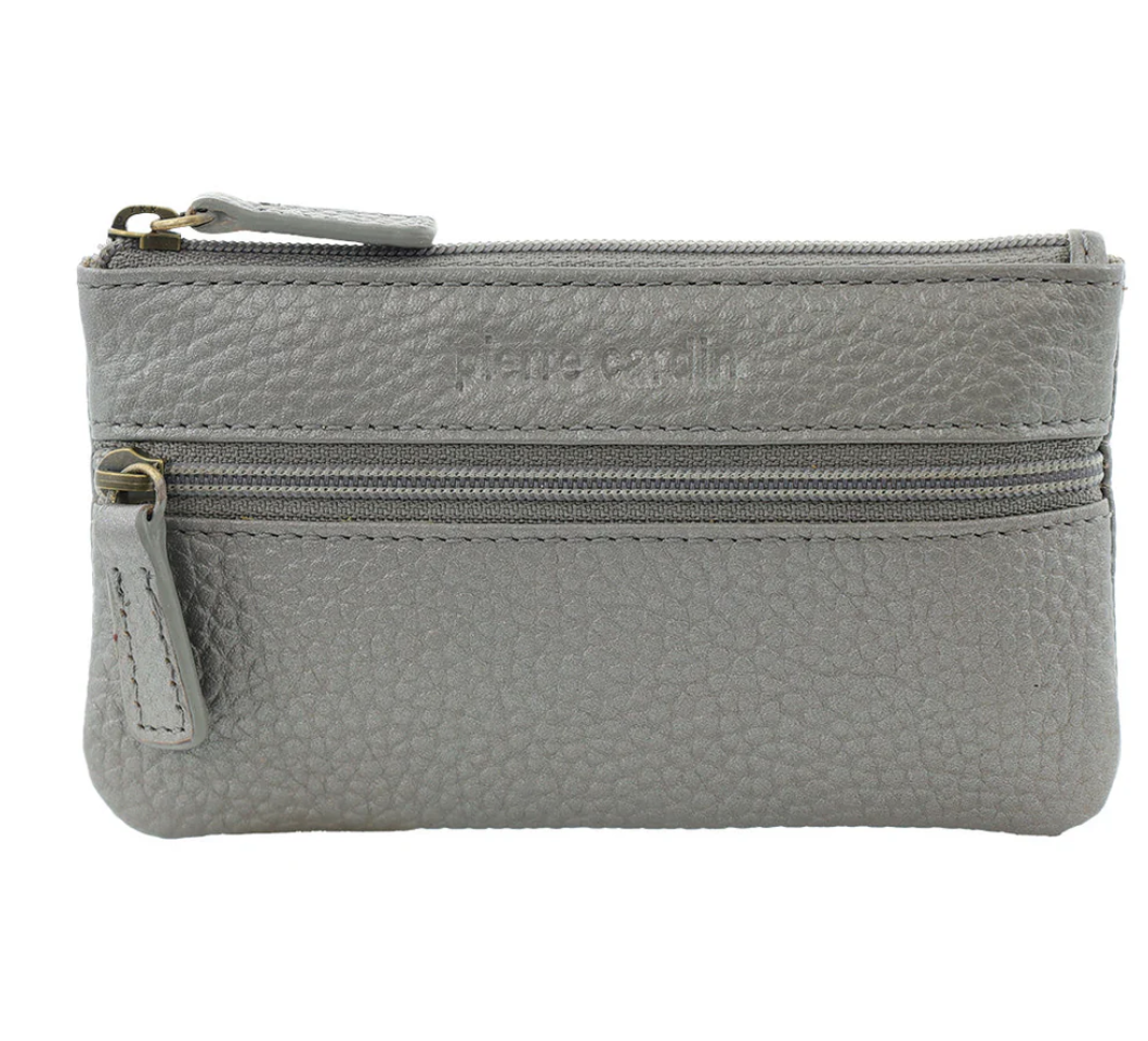 Pierre Cardin Womens Genuine Leather RFID Coin Purse Wallet - Steel-0