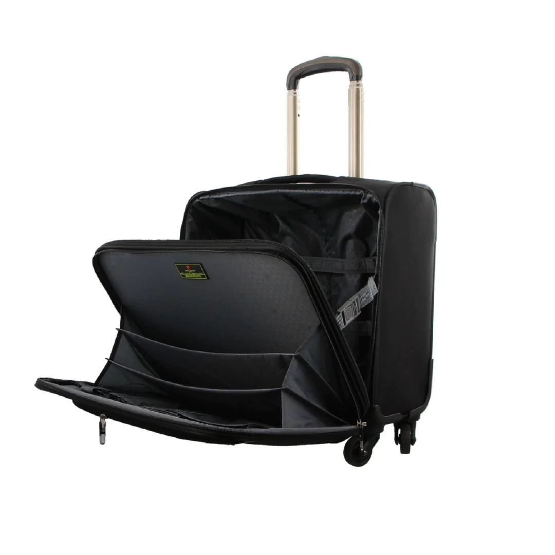 Pierre Cardin 4-Wheel 36L Mobile Office Cabin Carry On Luggage - Black (Travel Suitcase)-2