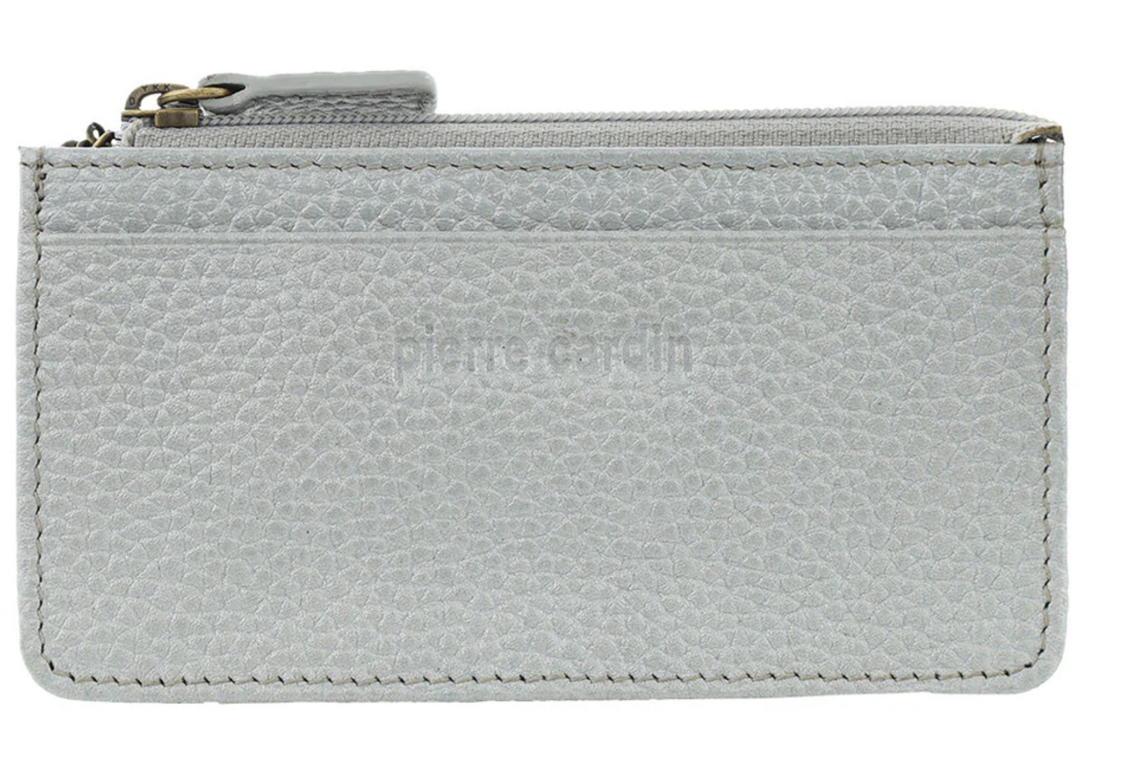 Pierre Cardin RFID Leather Coin Purse Wallet w/ Keyring in Silver-0