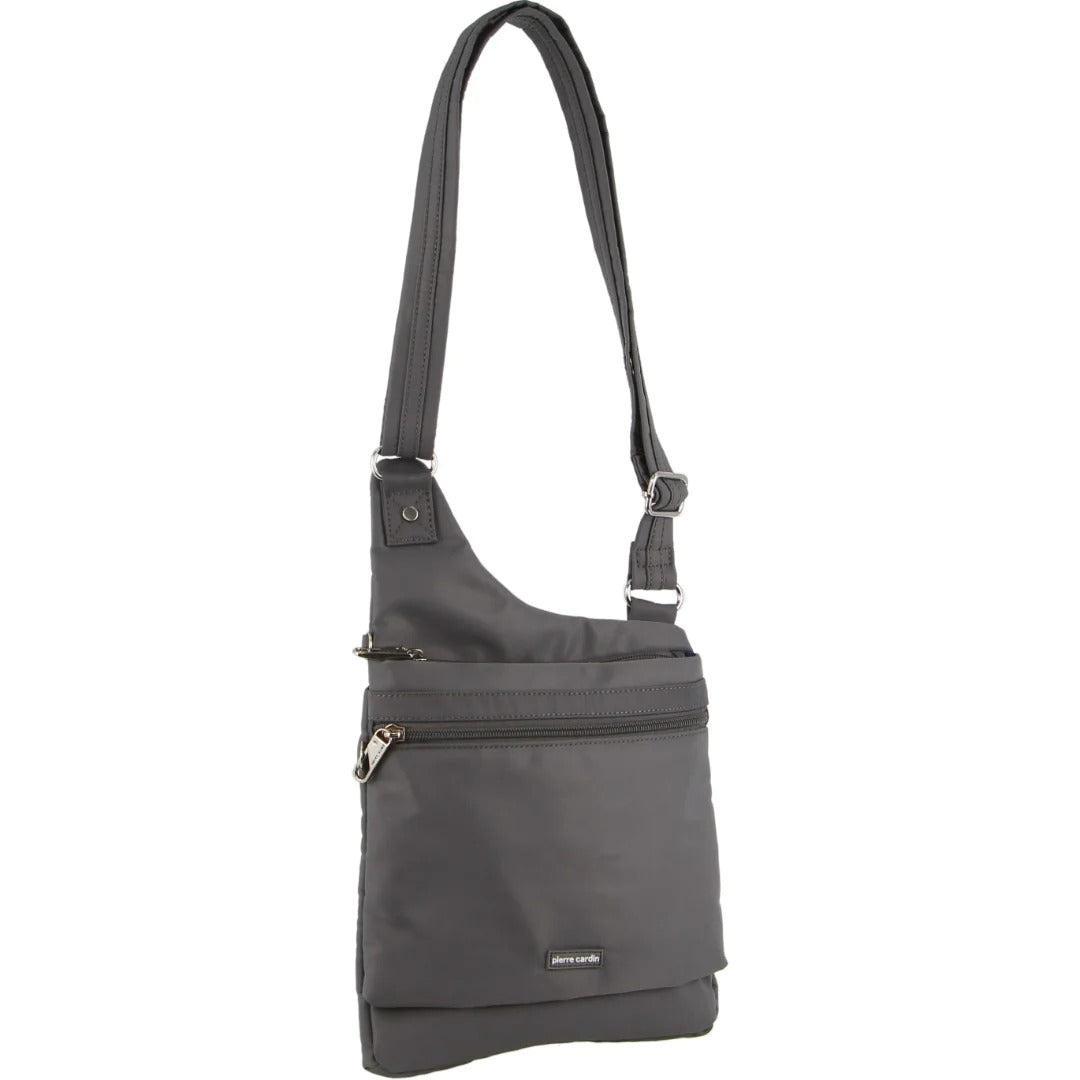 Pierre Cardin Anti-Theft Small Cross Body Bag Slash Proof RFID Blocking - Grey-0
