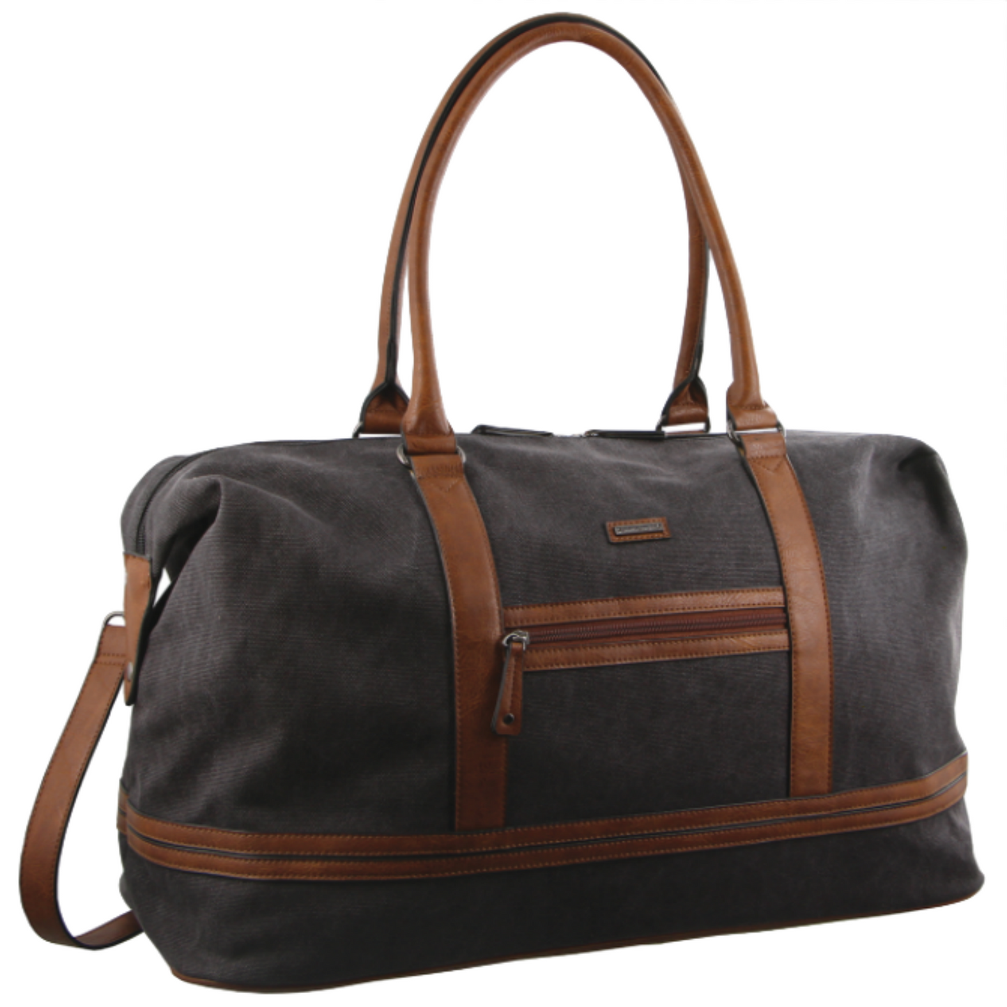 Pierre Cardin Canvas Overnight Bag Business Travel Luggage Weekend Duffle Unisex - Black-1