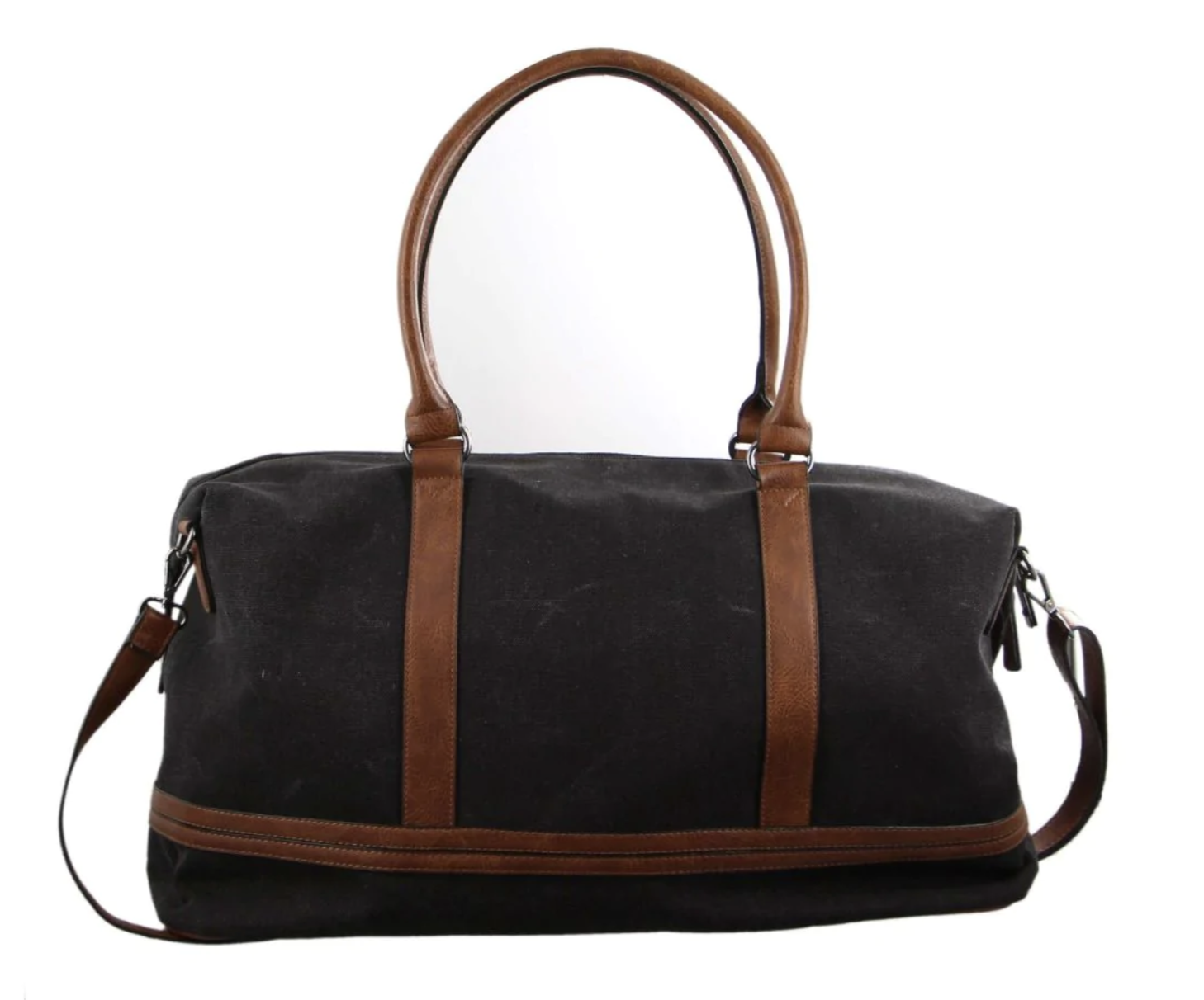 Pierre Cardin Canvas Overnight Bag Business Travel Luggage Weekend Duffle Unisex - Black-4