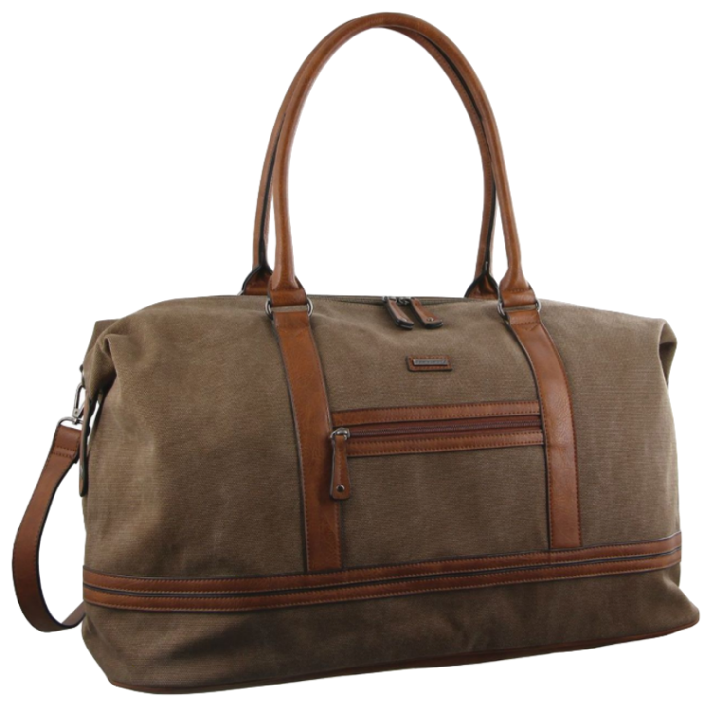Pierre Cardin Canvas Overnight Bag Business Travel Luggage Weekend Duffle Unisex - Brown-0