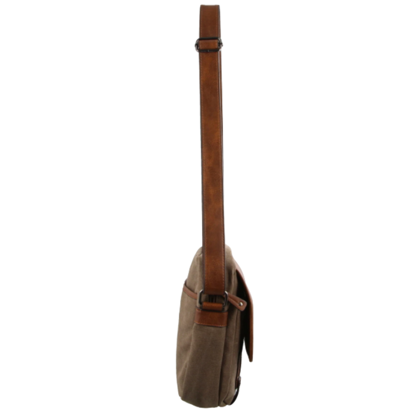 Pierre Cardin Unisex Canvas Cross Body Messenger Bag Satchel Sling - Brown/Cognac-3