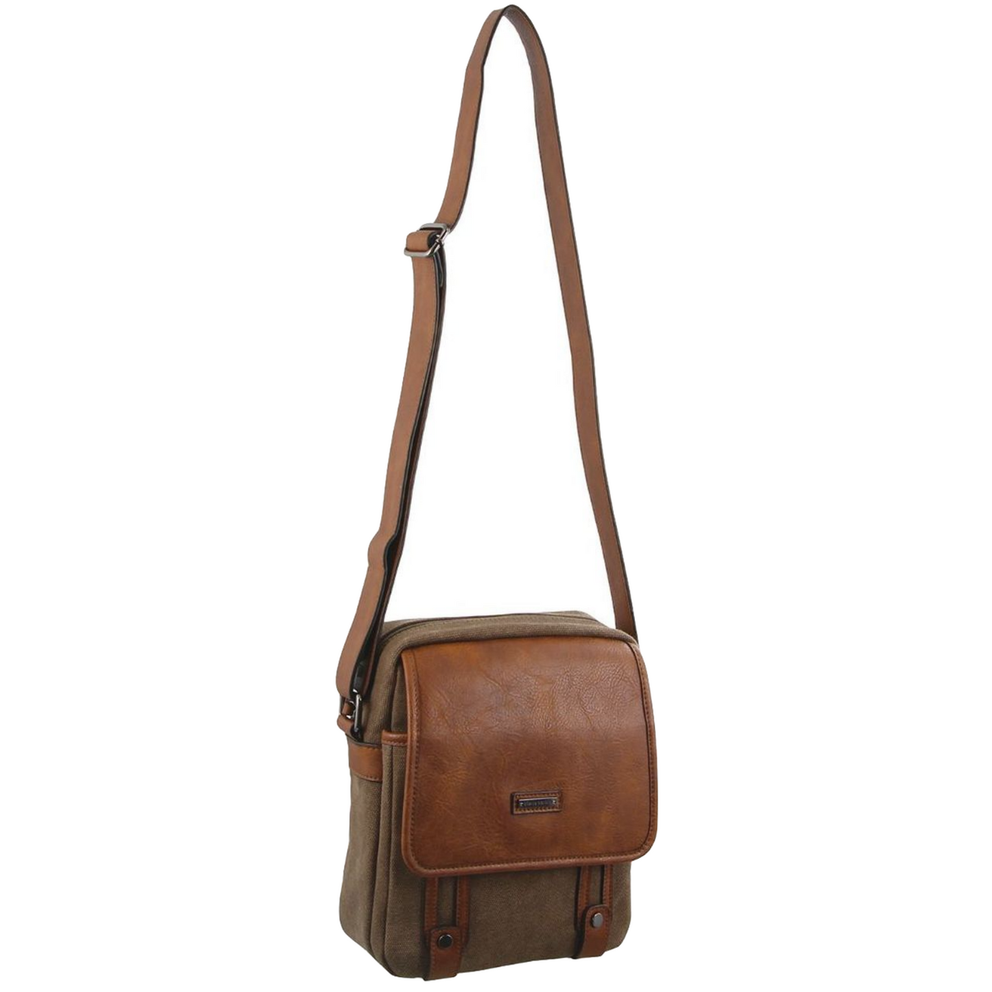 Pierre Cardin Unisex Canvas Cross Body Messenger Bag Satchel Sling - Brown/Cognac-2