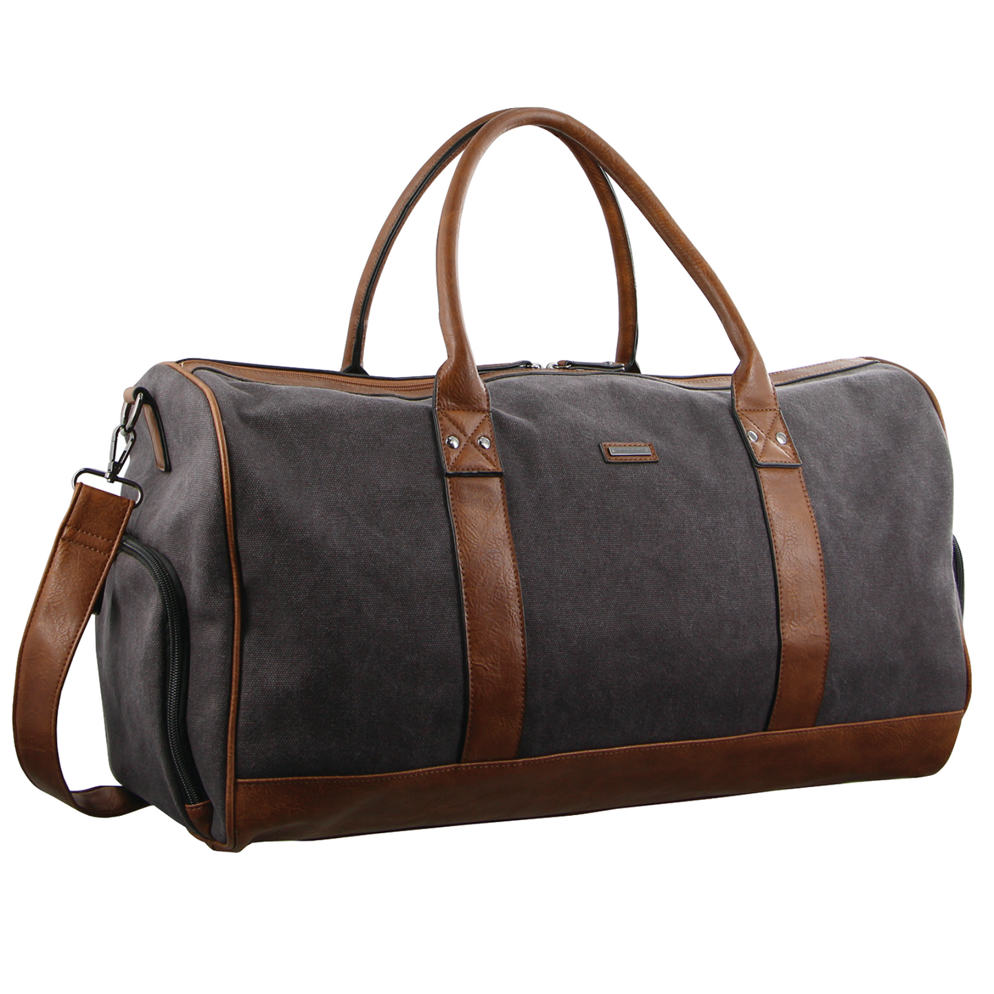 Pierre Cardin Canvas Mens Travel Bag Duffle Weekend Overnight Business Luggage - Black-1