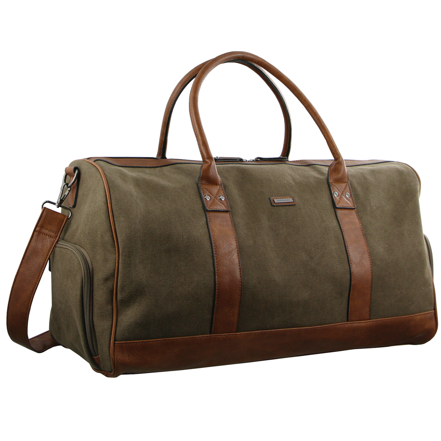 Pierre Cardin Canvas Mens Travel Bag Duffle Weekend Overnight Business Luggage - Brown-0