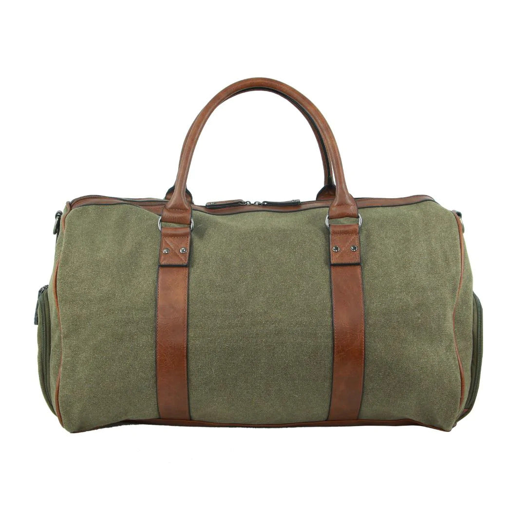 Pierre Cardin Canvas Mens Travel Bag Duffle Weekend Overnight Business Luggage - Brown-2