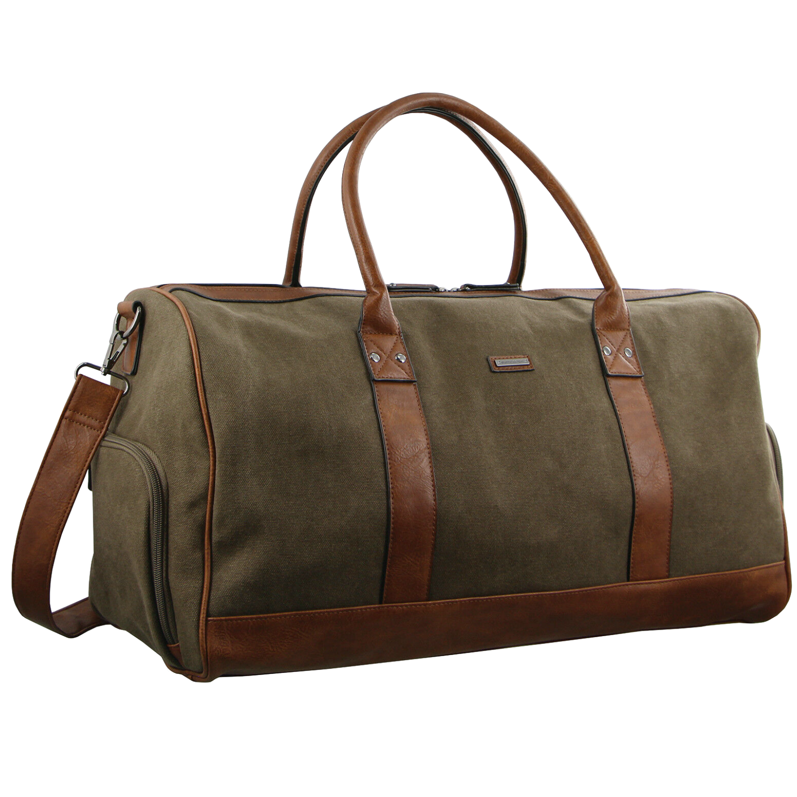 Pierre Cardin Canvas Mens Travel Bag Duffle Weekend Overnight Business Luggage - Brown-1