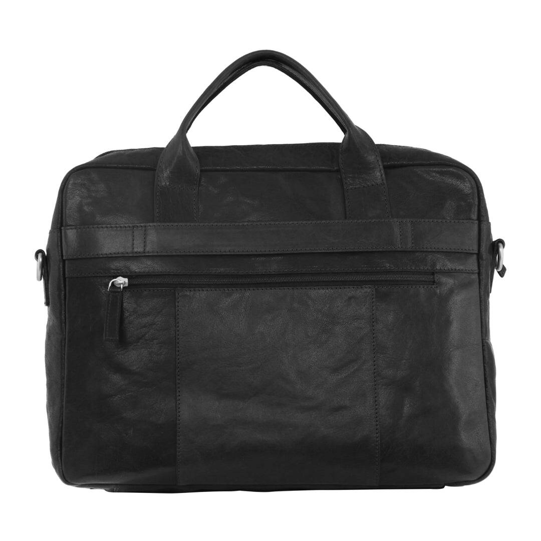 Pierre Cardin Messenger Bag Leather 15" Laptop Computer Business Crossbody Briefcase- Black-1