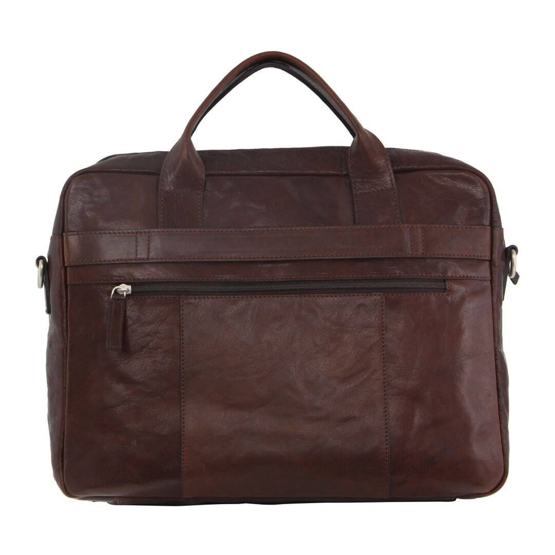 Pierre Cardin Messenger Bag Leather 15" Laptop Computer Business Crossbody Briefcase- Brown-2