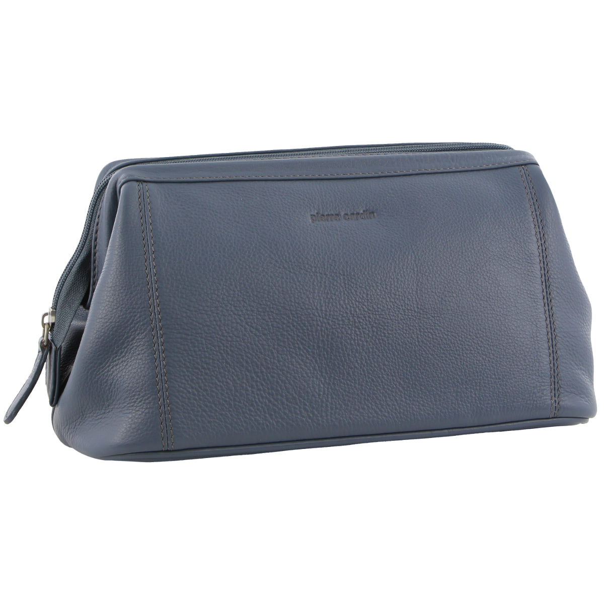 Pierre Cardin Mens Rustic Leather Toiletry Case Bag Travel - Teal-0
