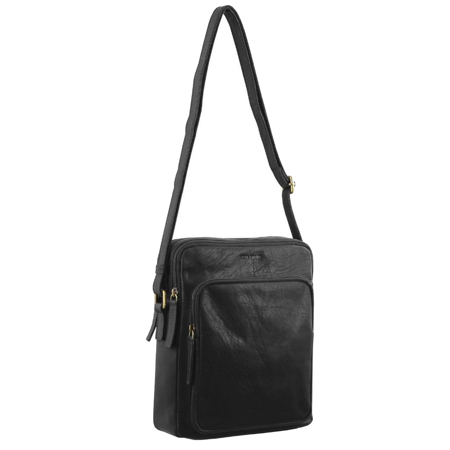Pierre Cardin Italian Leather Tablet Bag for Android iPad Messenger Cross Body - Black-0
