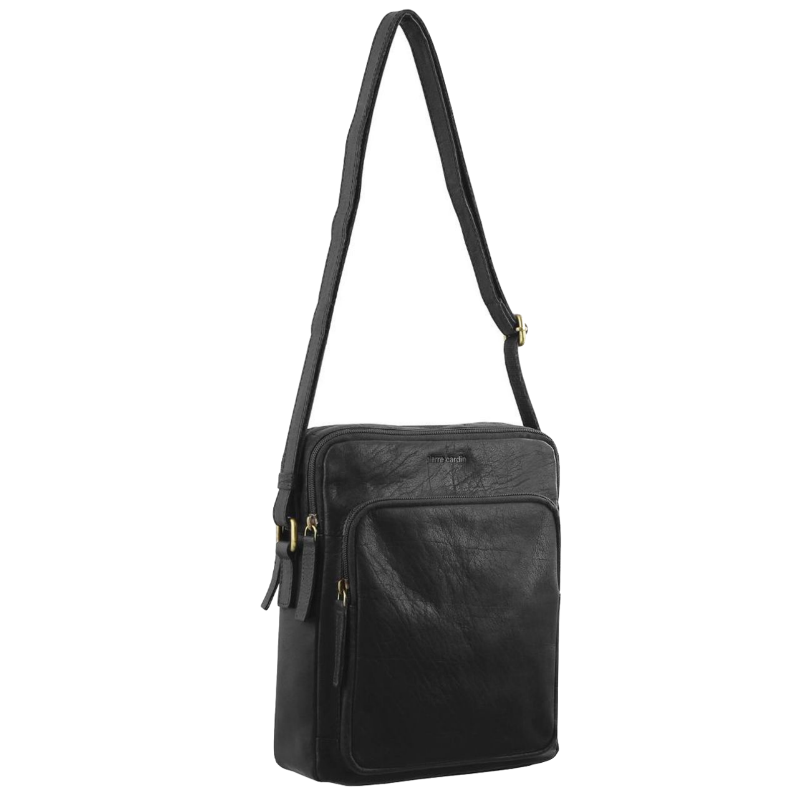 Pierre Cardin Italian Leather Tablet Bag for Android iPad Messenger Cross Body - Black-0