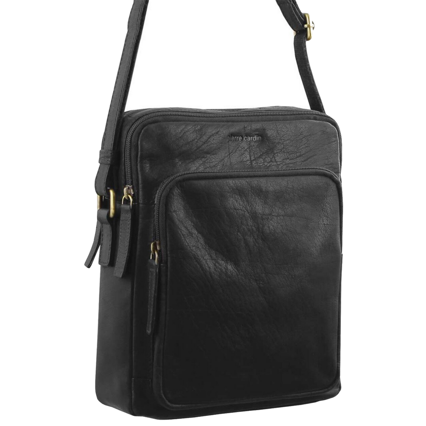 Pierre Cardin Italian Leather Tablet Bag for Android iPad Messenger Cross Body - Black-2