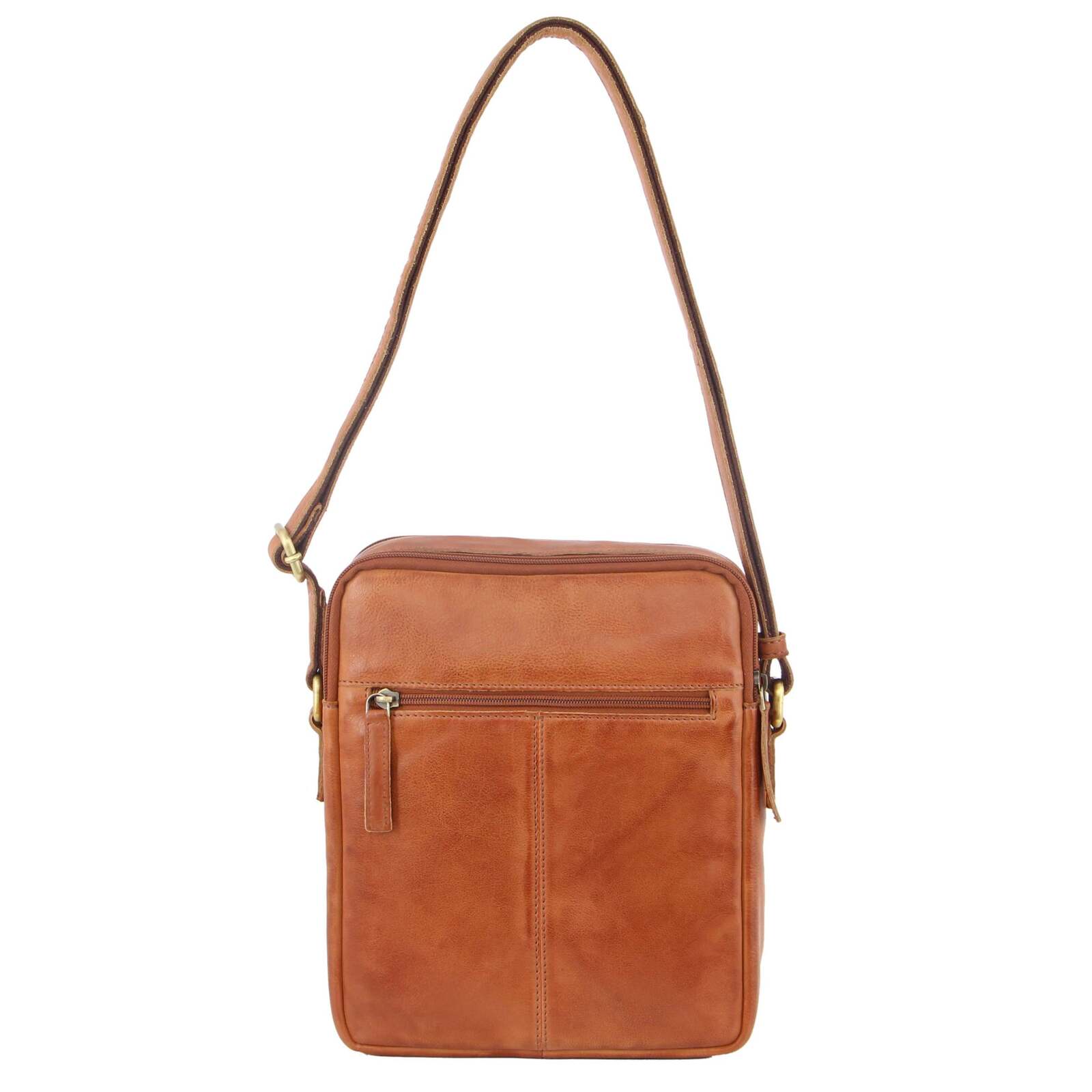 Pierre Cardin Italian Leather Tablet Bag Messenger Cross Body - Cognac-4