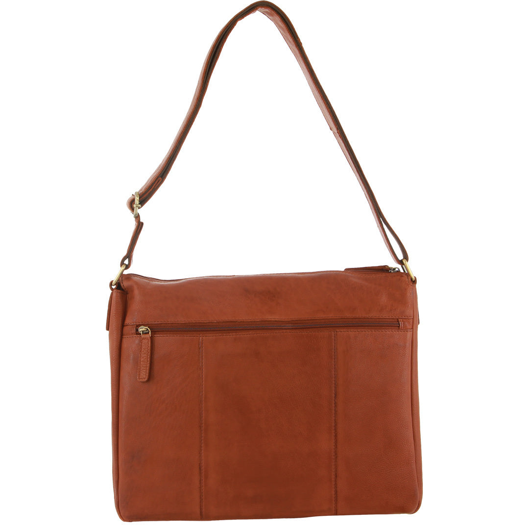Pierre Cardin Leather Briefcase Bag Tote 13" Laptop Rustic Satchel Travel - Cognac-3