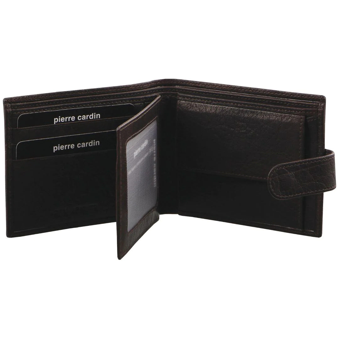 Pierre Cardin Mens Leather Wallet Flap Credit Card Slots RFID Protected - Black-2