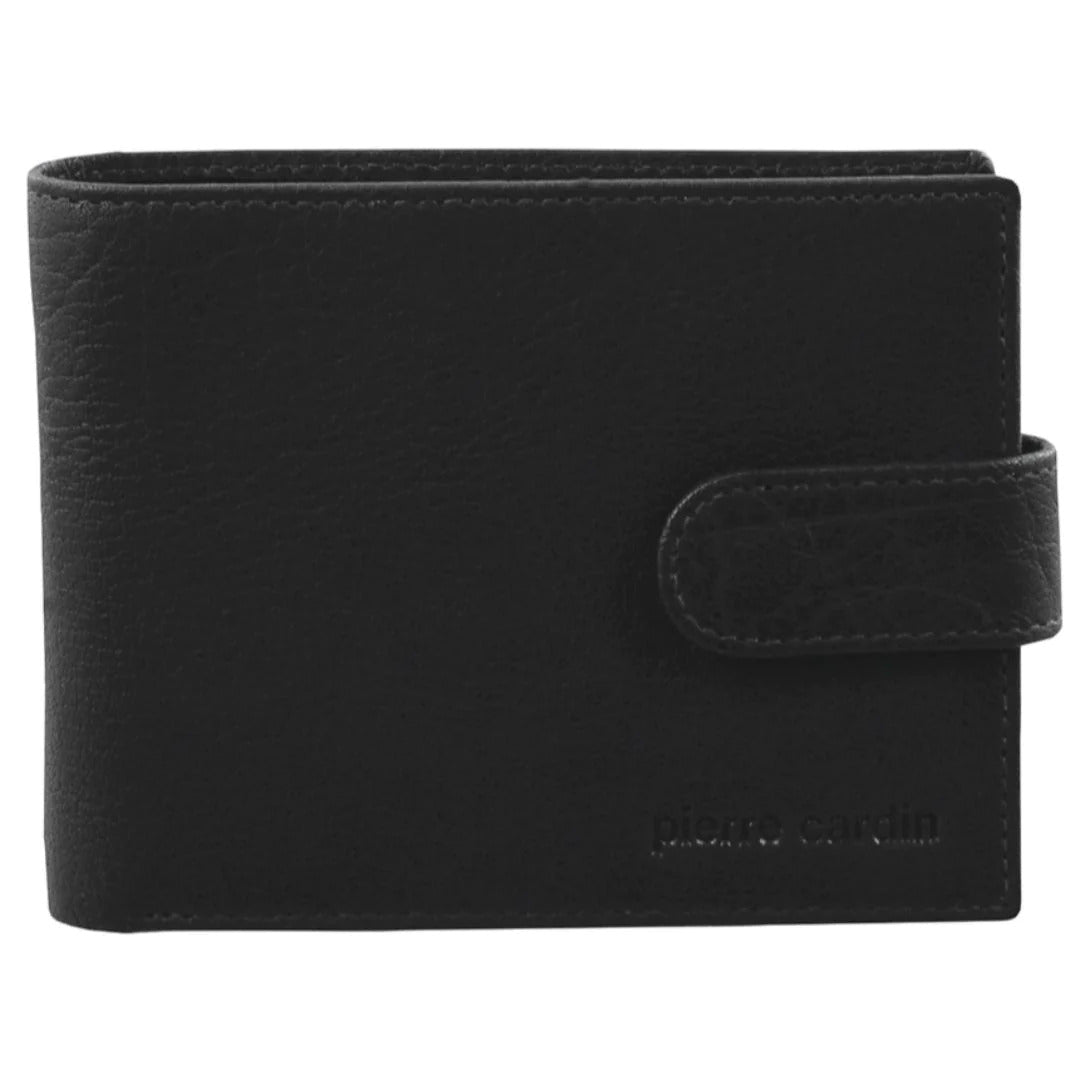 Pierre Cardin Mens Leather Wallet Flap Credit Card Slots RFID Protected - Black-1