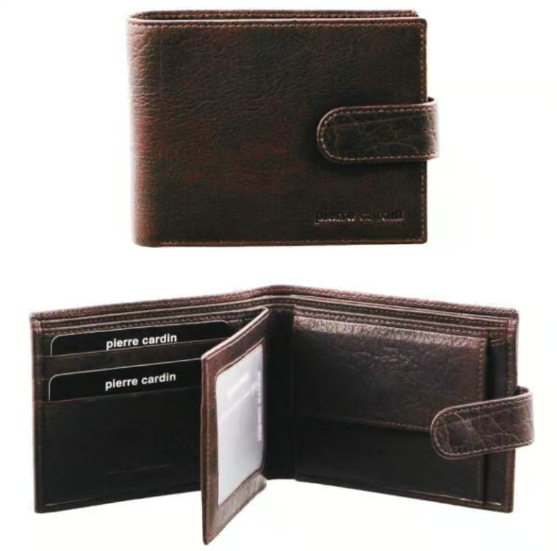 Pierre Cardin Mens Leather Wallet Flap Credit Card Slots RFID - Chestnut-2