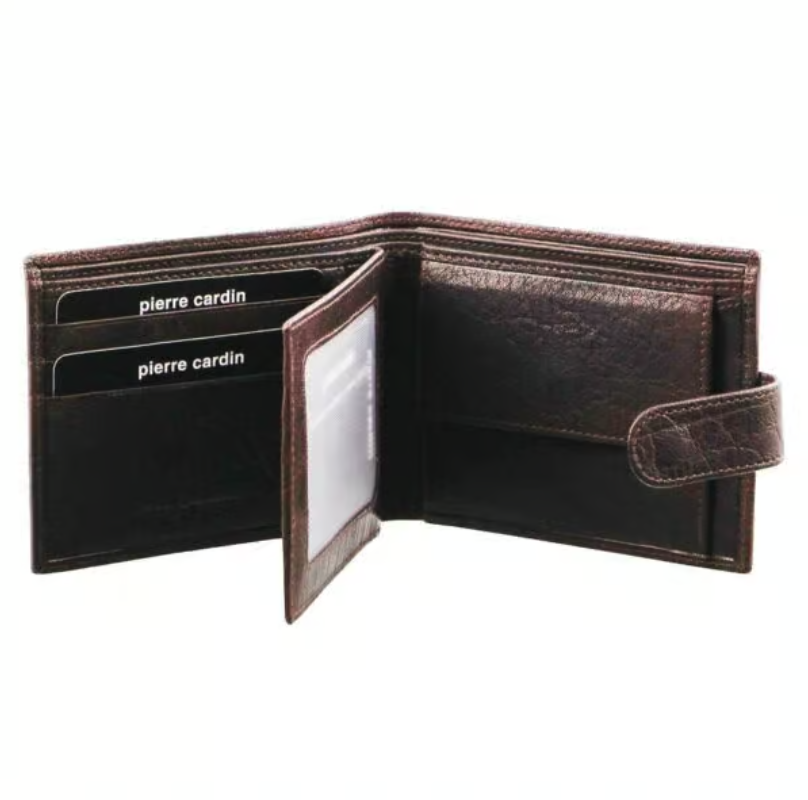 Pierre Cardin Mens Leather Wallet Flap Credit Card Slots RFID - Chestnut-3