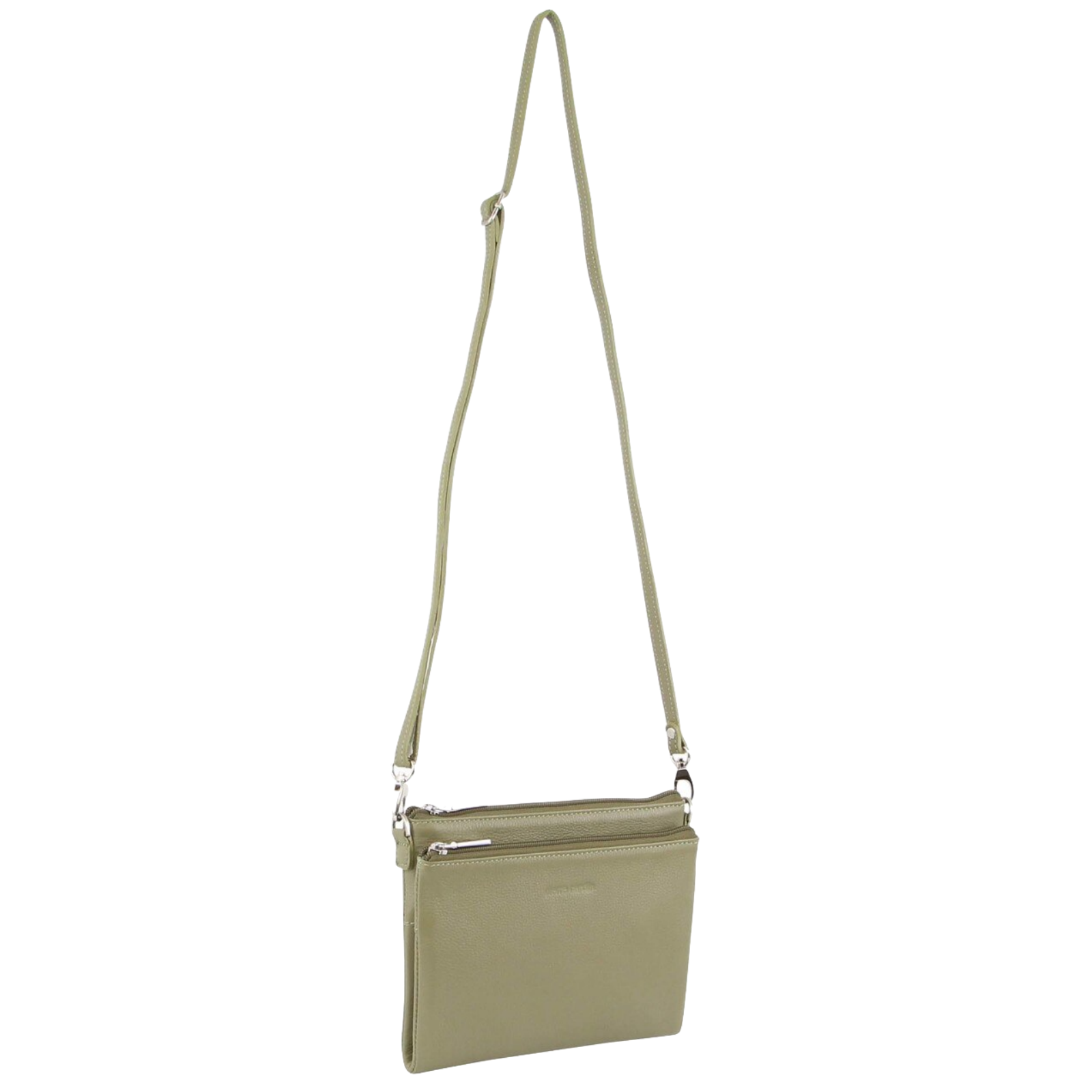 Pierre Cardin Ladies Cross Body Bag Leather Clutch Shoulder Sling Womens  - Sage-3