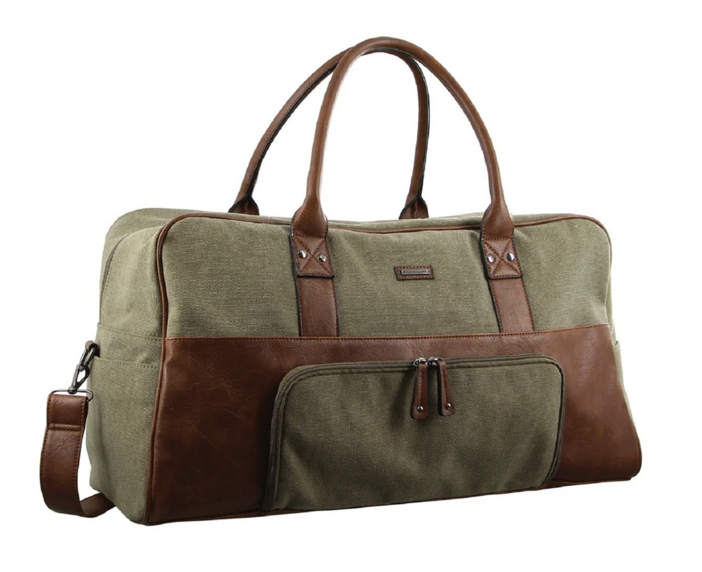 Pierre Cardin Mens Canvas Travel Overnight Bag Business Luggage Duffel Weekend - Brown-0