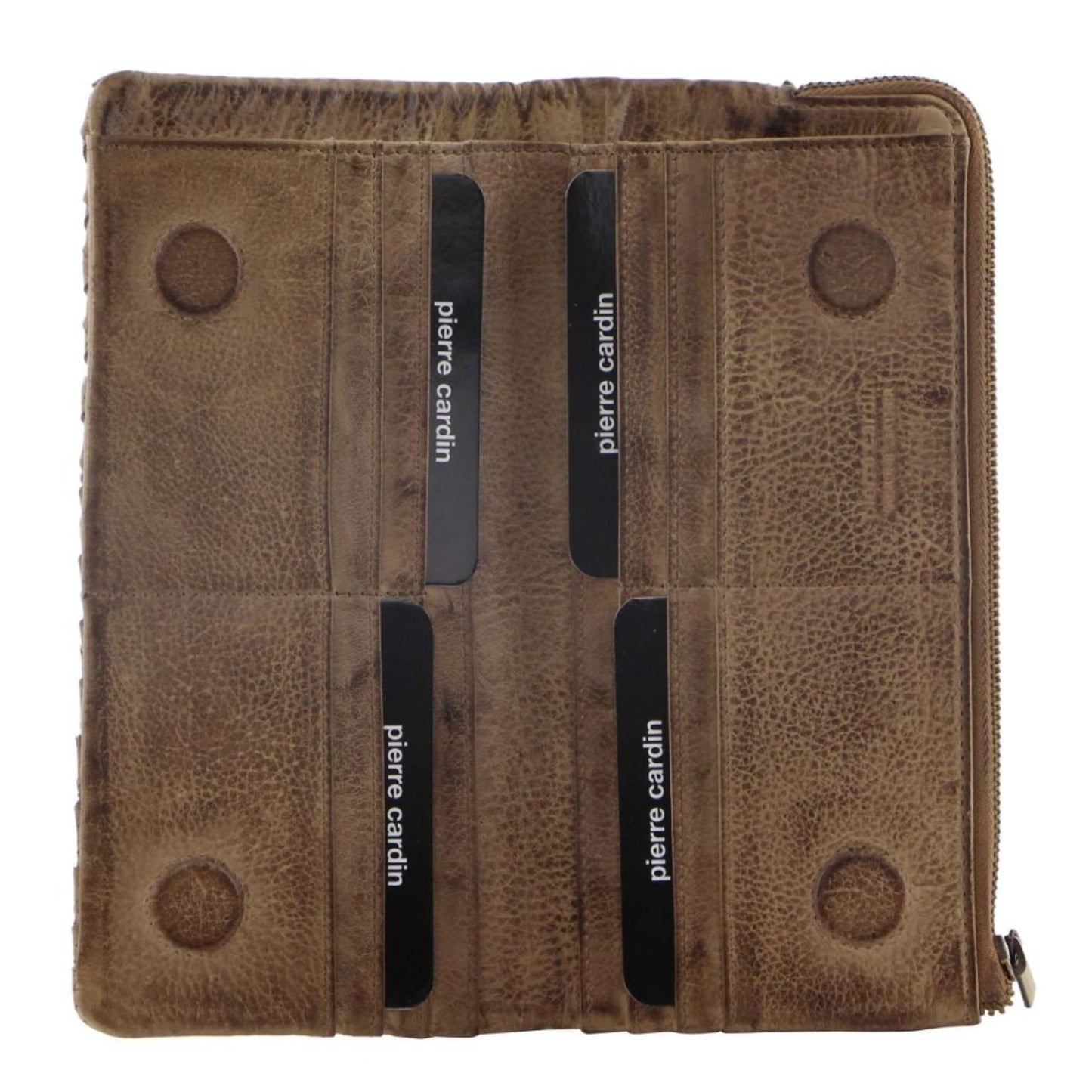 Pierre Cardin Womens Soft Rustic Leather Wallet Coin RFID Purse - Latte-2
