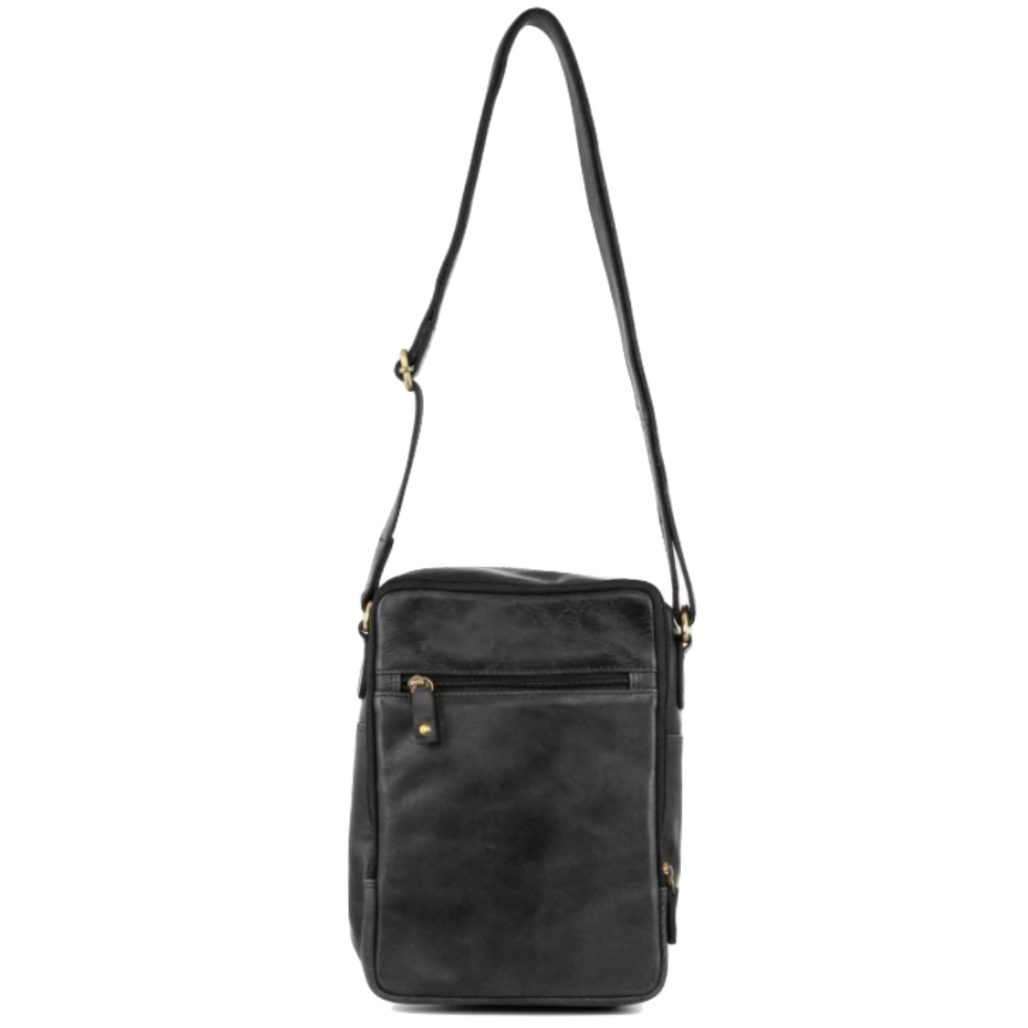 Pierre Cardin Rustic Leather Tablet Bag Cross Body Messenger - Black-3