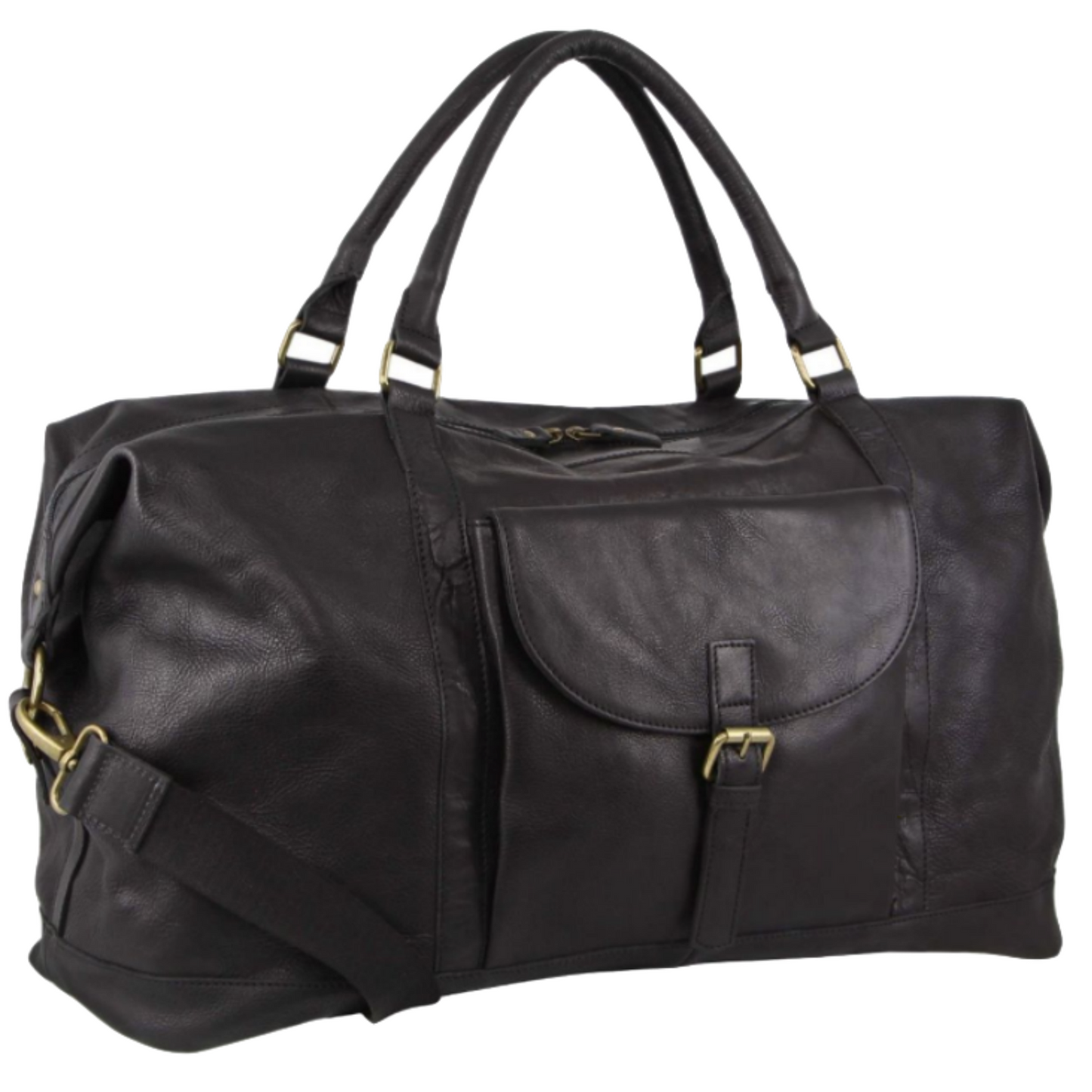 Pierre Cardin Mens Leather Business Overnight Bag Luggage Duffle Weekend Travel - Black-0