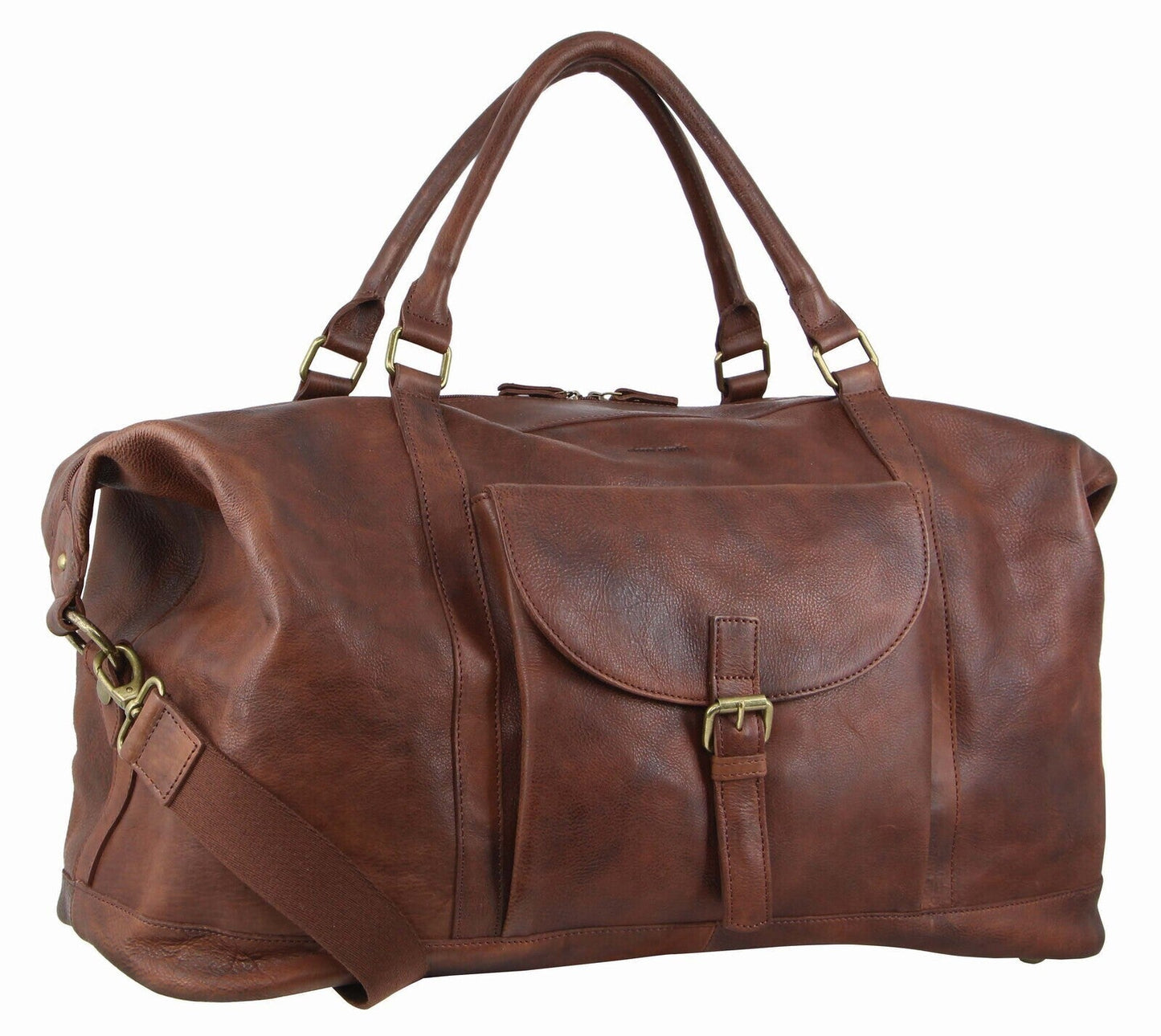 Pierre Cardin Mens Leather Business Overnight Duffle Bag - Chestnut-0