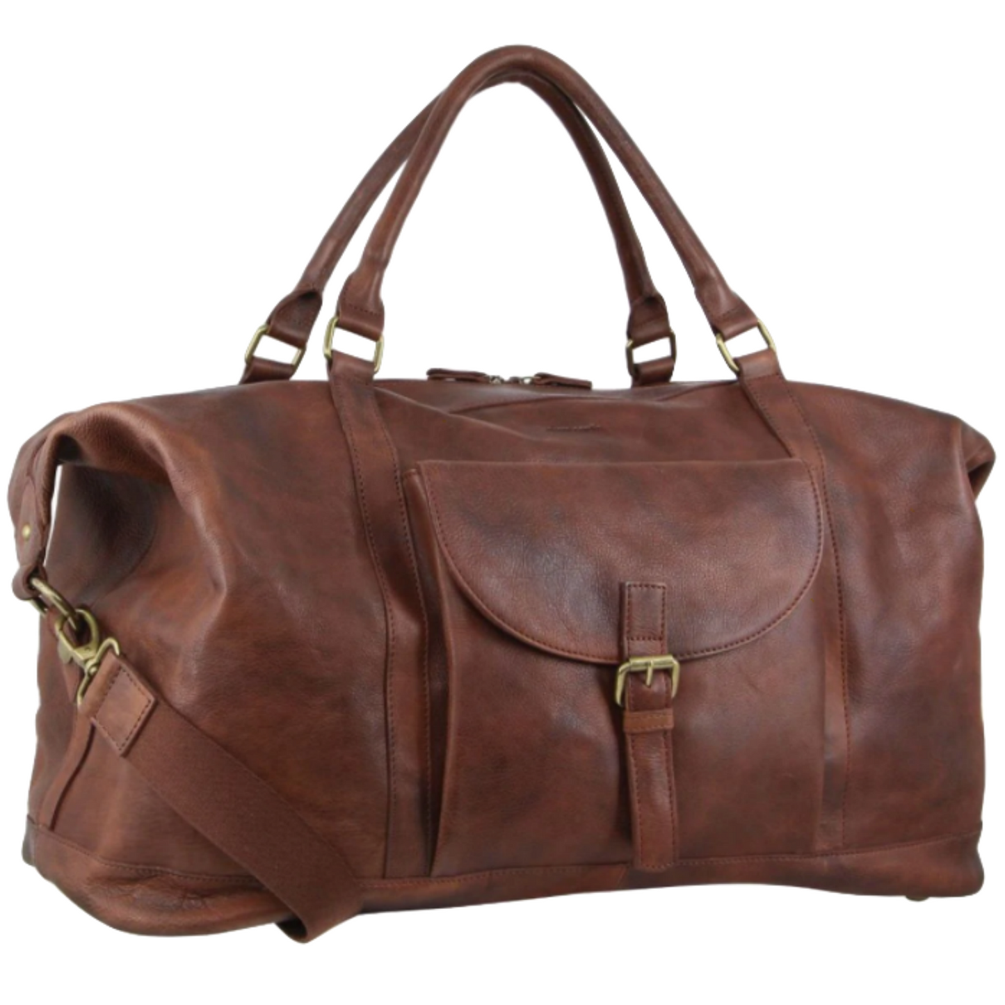 Pierre Cardin Mens Leather Business Overnight Duffle Bag - Chocolate-1