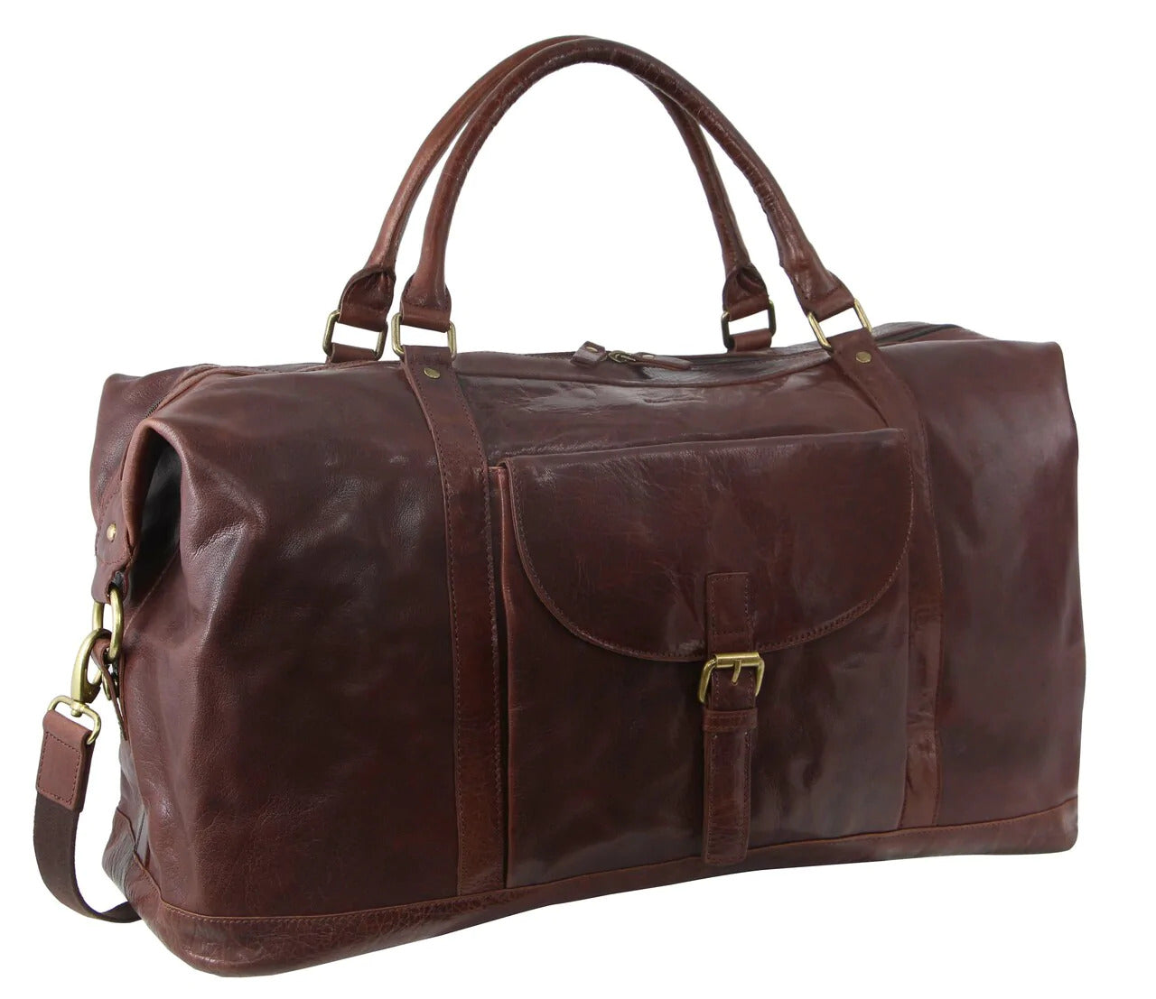 Pierre Cardin Mens Leather Business Overnight Duffle Bag - Chocolate-3