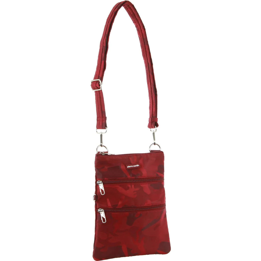 Pierre Cardin Anti-Theft Cross Body Bag Slash Proof RFID Camouflage - Wine/Camo-1