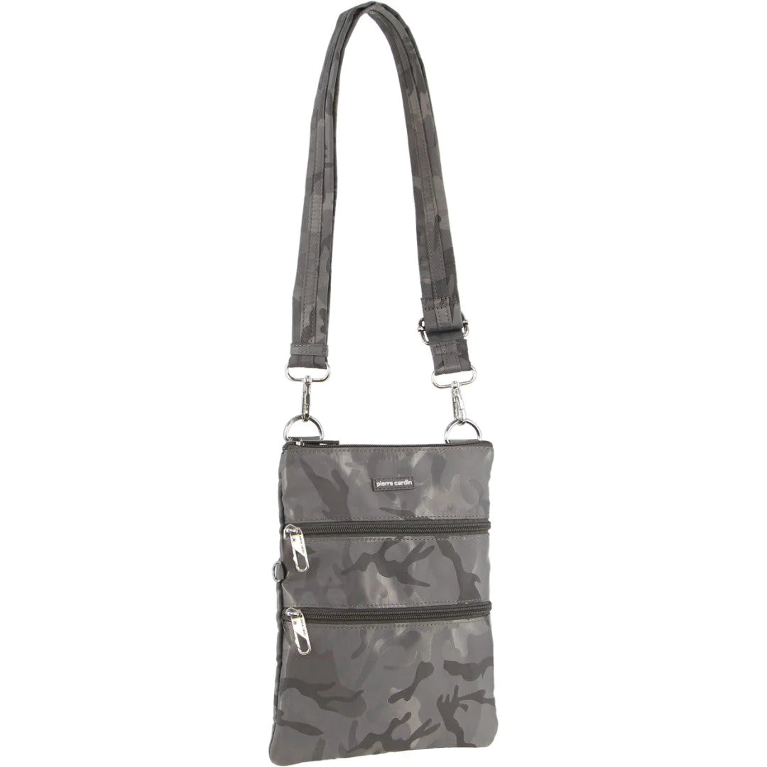 Pierre Cardin Anti-Theft Cross Body Bag Slash Proof RFID Camouflage - Grey/Camo-0