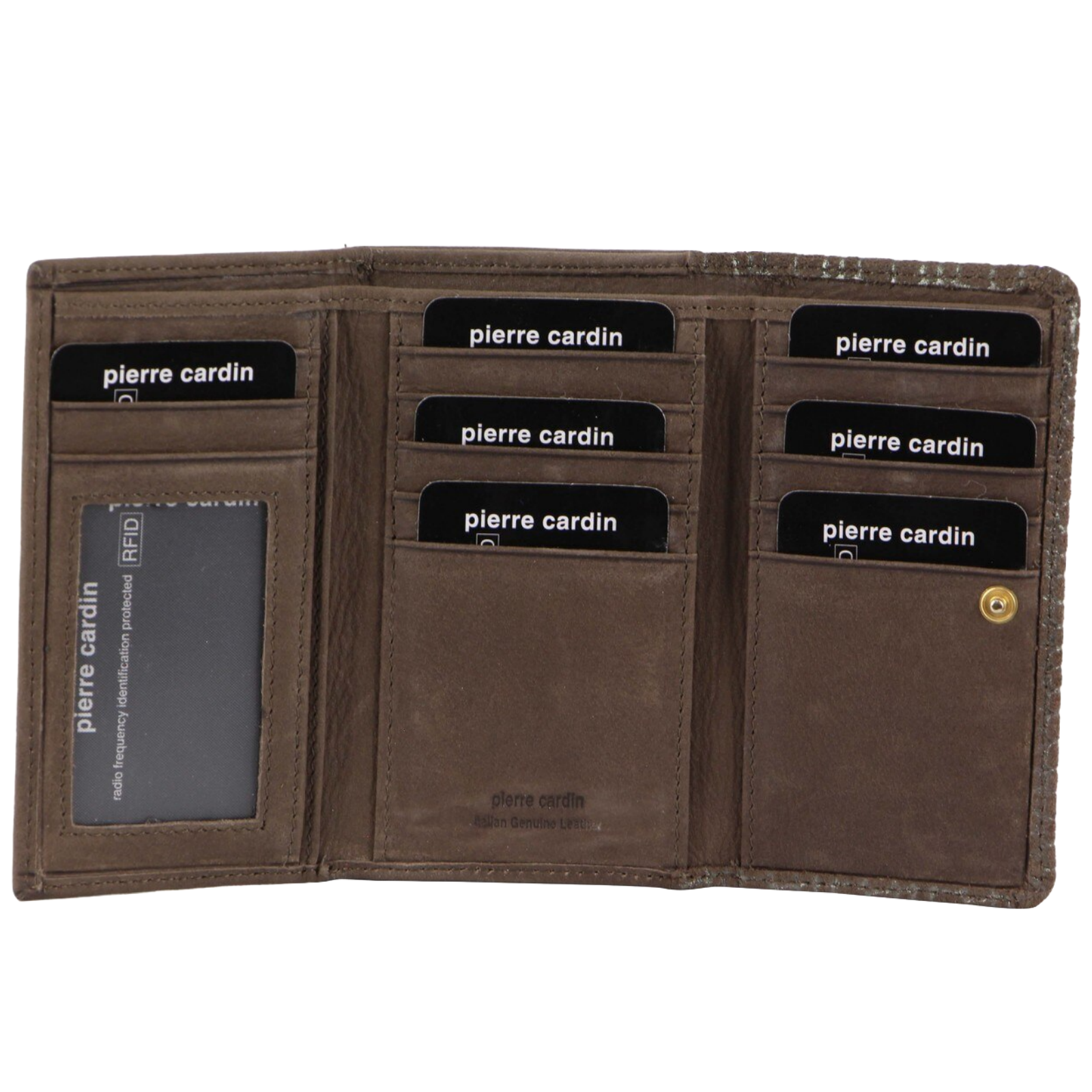 Pierre Cardin Womens Italian Leather Wallet Coin Purse ID Card Holder - Mocha-0
