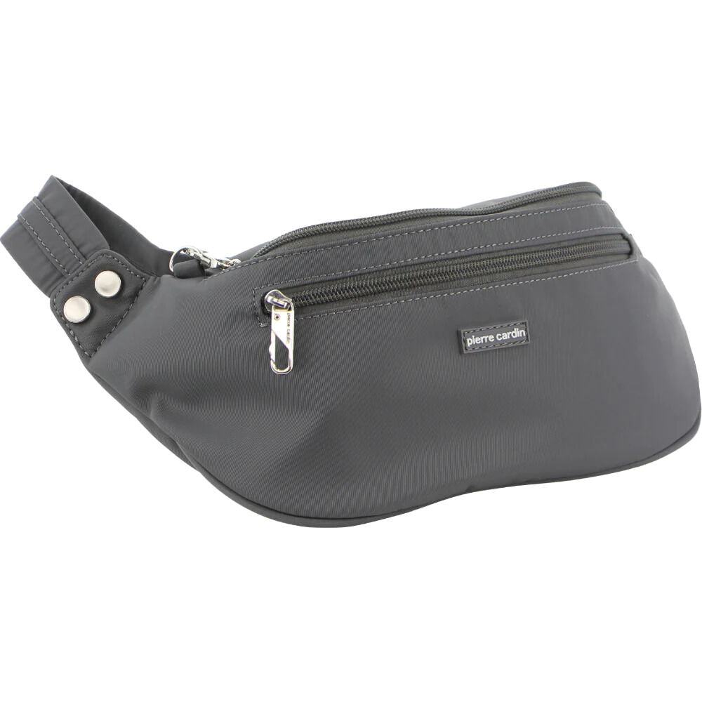 Pierre Cardin Anti-Theft Waist Bum Bag Belt Pouch Travel Hiking Zip Wallet - Grey-1