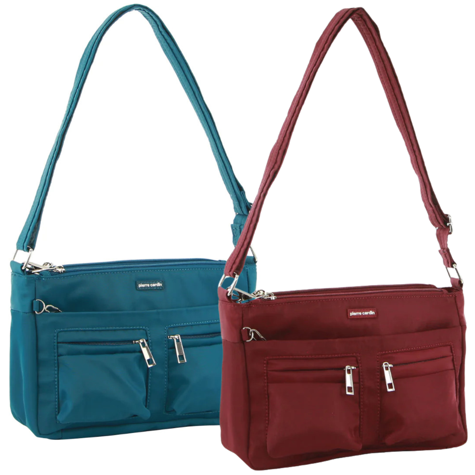 2 Pc Set Pierre Cardin Rfid Cross Body Bag Slash Proof - Wine & Turquoise-1