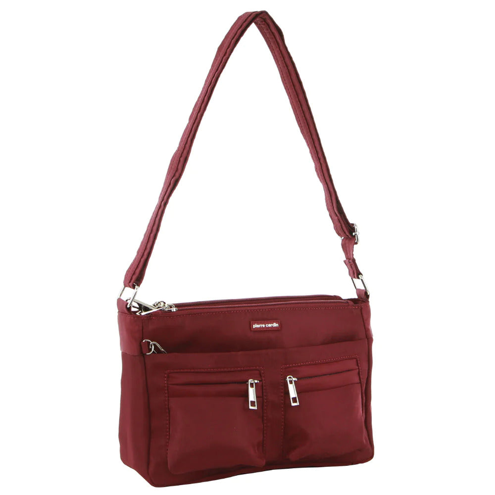 Pierre Cardin Anti-Theft Cross Body Bag Slash Proof RFID Blocking - Wine-1