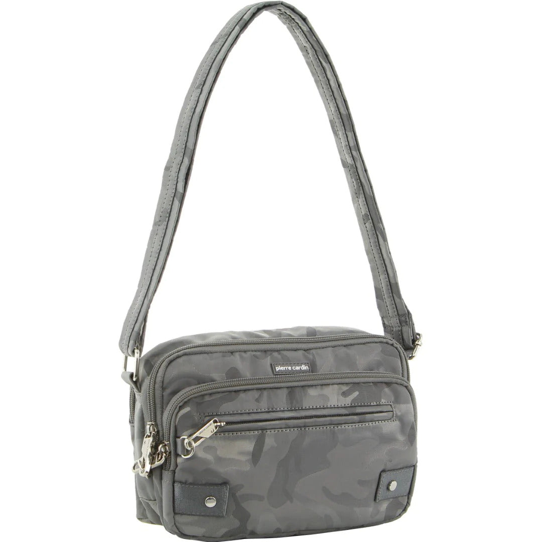 Pierre Cardin Anti-Theft Cross Body Bag Slash Proof RFID Blocking - Grey-Camo-0