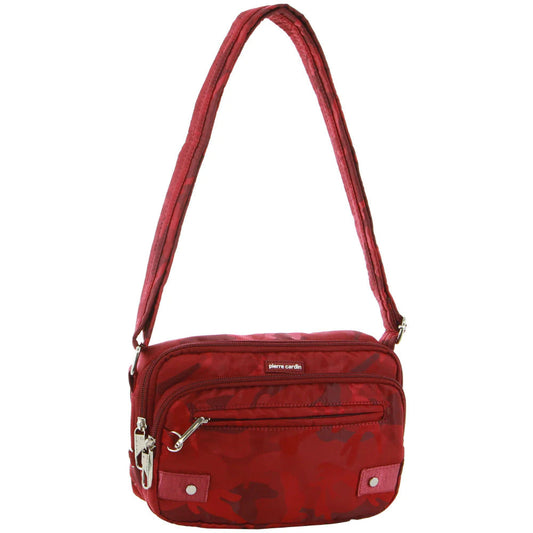 Pierre Cardin Anti-Theft Cross Body Bag Slash Proof RFID Blocking - Wine/Camo-0