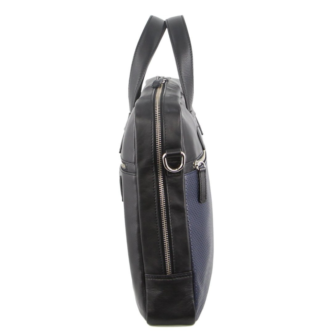 Pierre Cardin Mens Pebbled Leather 15" Laptop Computer Bag Travel Overnight - Black-3