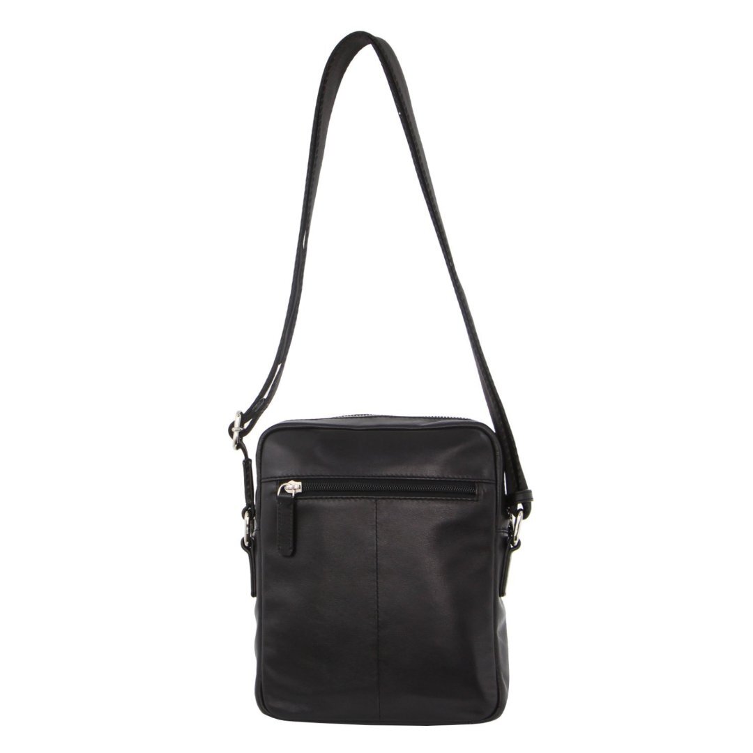 Pierre Cardin Pebbled Leather Organizer Bag Cross Body - Black/Navy-3